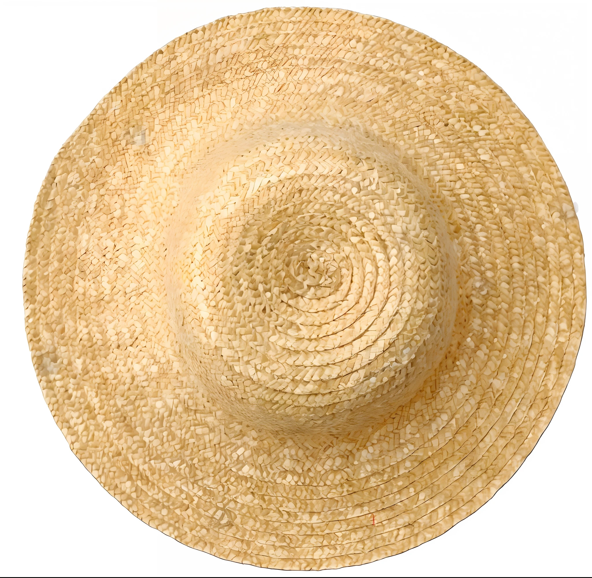 a closeup of a straw hat on a white background, straw hat, kalap, wearing straw hat, wearing huge straw hat, with straw hat, palha, h 768, h 7 6 8, wearing wide sunhat, small hat, h 1088, h 576, Vista de cima para baixo, Top-down view