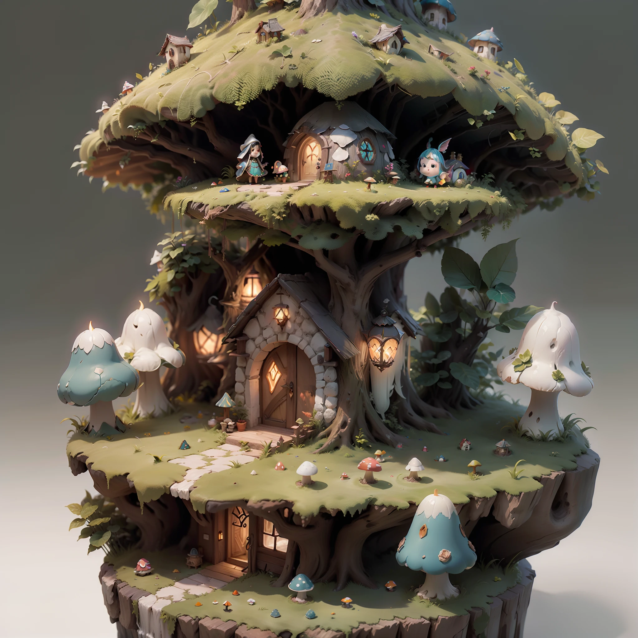 Fairy tale picture book,Isometric architecture,Mushroom hut,Cogumelos,high qulity,A high resolution,tmasterpiece,super-fine,depth of fields