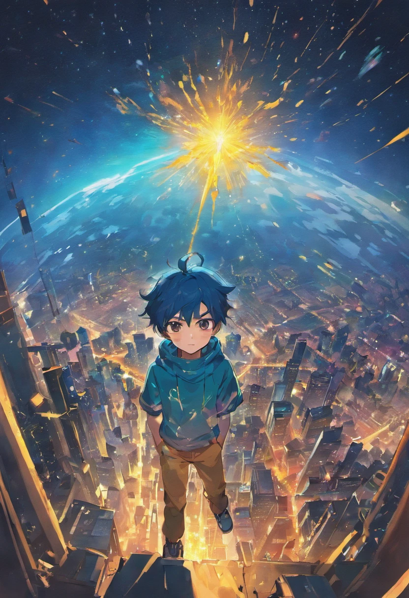 chenggong781,Ridiculous resolution, A high resolution, (masterpiece:1.4), ultra - detailed, 1boy, looking from above, the space, afloat, --v 6