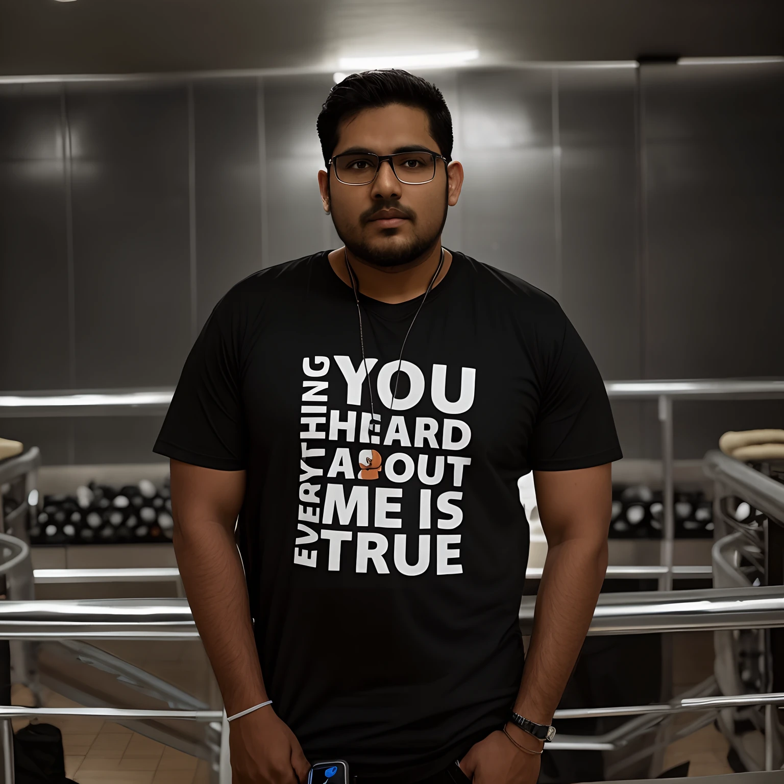 there is a man standing in a hall with a cell phone, wearing a t-shirt, he is wearing a black t-shirt, inspired by Kailash Chandra Meher, profile picture, wearing black tshirt, profile photo, my true identity, candid picture, taken with sony alpha 9, profile pic, profile image, wearing a black t-shirt, in tshirt