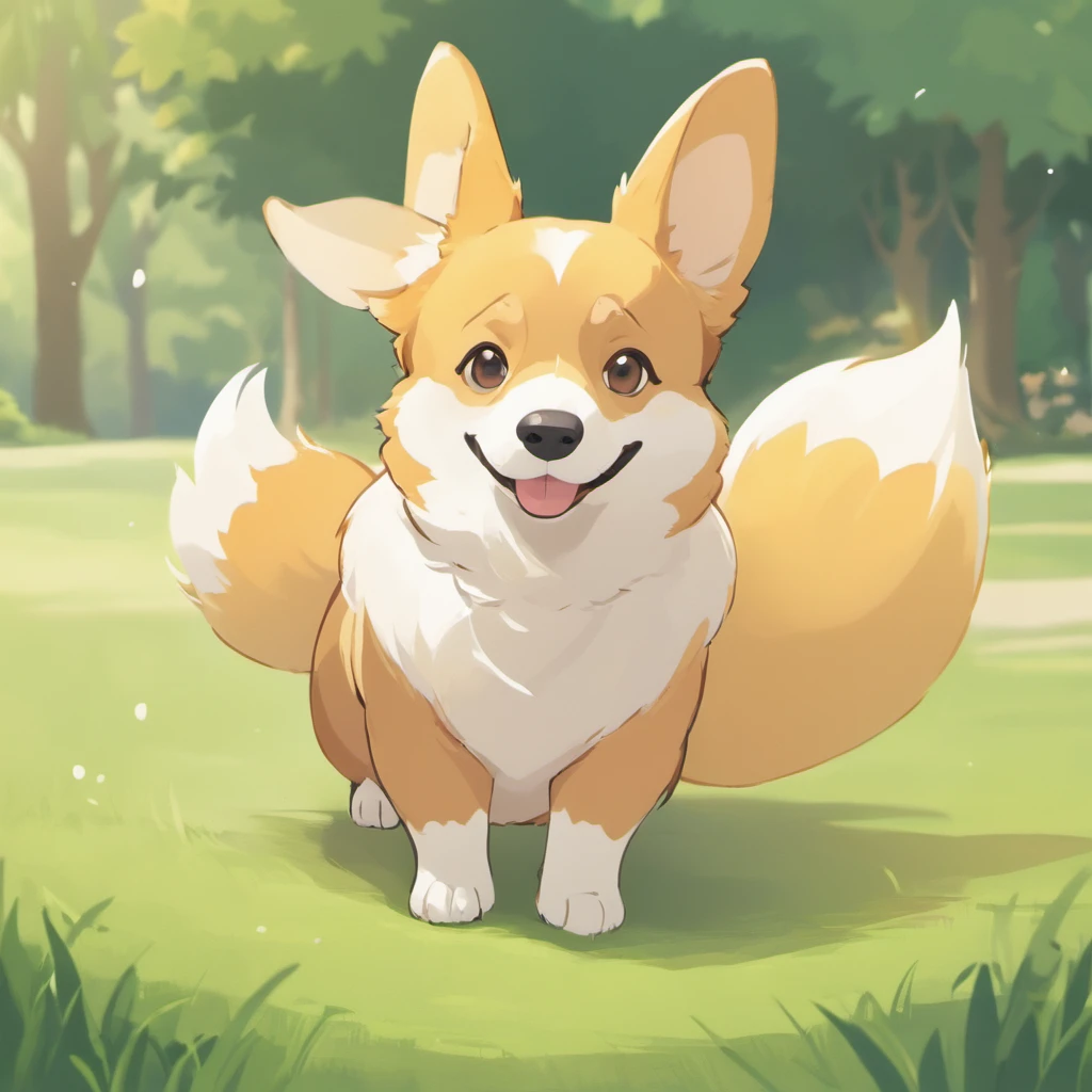 The Pembroke Welsh Corgi is a delightful and iconic breed, celebrated for its charming disposition and unique appearance. These dogs are small in size with a sturdy build and are known for their cheerful demeanor and remarkable intelligence.

Pembroke Welsh Corgis are cherished as loving family pets and agile herding dogs. They possess a distinctive look, characterized by a short yet elongated body, a strong and muscular frame, and short legs. Their short legs are a notable feature, adding to their adorable and endearing appearance.

The coat of a Pembroke Welsh Corgi is dense and weather-resistant. It typically comes in various shades of red, sable, or tri-color, featuring a combination of white, black, and tan markings. This coat provides protection and comfort, suitable for their role as herding dogs in various weather conditions. Sowsow pokemon art style, white background,

In terms of their head and facial features, Pembroke Welsh Corgis have a fox-like appearance with a moderately broad head and a distinct stop where the forehead meets the muzzle. Their eyes are dark and alert, reflecting their intelligence and curiosity. The ears are pointed and stand erect, contributing to their alert expression.

Pembroke Welsh Corgis have a well-proportioned body with a strong neck, deep chest, and a level back. Their tail is typically docked, and when present, it is carried high and resembles that of a fox. These dogs exhibit an energetic and friendly personality, making them cherished companions and excellent working dogs.

For the artistic portrayal of the Pembroke Welsh Corgi in the style of Pokémon artist Sowsow, expect to see clean lines, bright and vibrant colors, and an emphasis on the dog's distinct features. The illustration will capture the essence of this breed's charm and intelligence, making it a delightful addition to any collection of dog art.