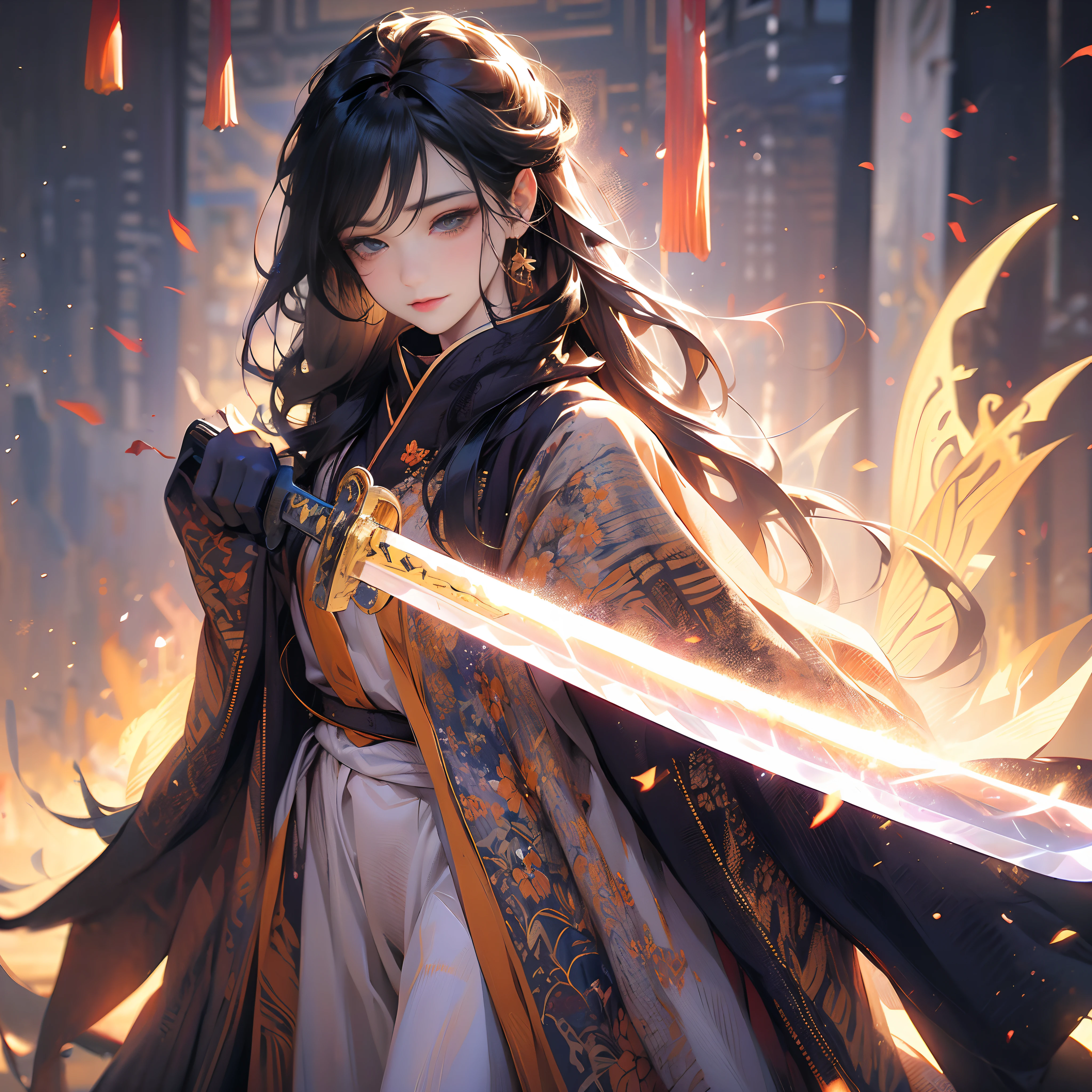 best quality,4k,8k,highres,masterpiece:1.2,ultra-detailed,realistic:1.37,sharp focus,professional,person holding a sword,steel material,detailed hand,glowing sword,heroic stance,intense lighting,contrast,portrait,contrastful colors