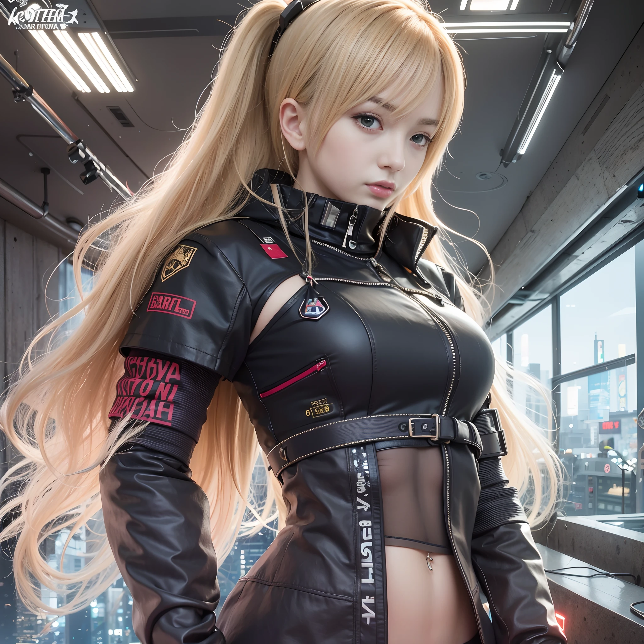 top-quality、Fluffy long blonde hair、Girl standing in room, Full body standing to the toes、from girls frontline, Red Line Animation Movie Style, girls frontline style, girls frontline cg, from arknights, girls frontline universe, Cyberpunk Anime Girl, female cyberpunk anime girl, Fine details. Girl Front, Girl Front, Cyberpunk anime girl mecha, Kantai Collection Style, Digital Cyberpunk Anime Art
