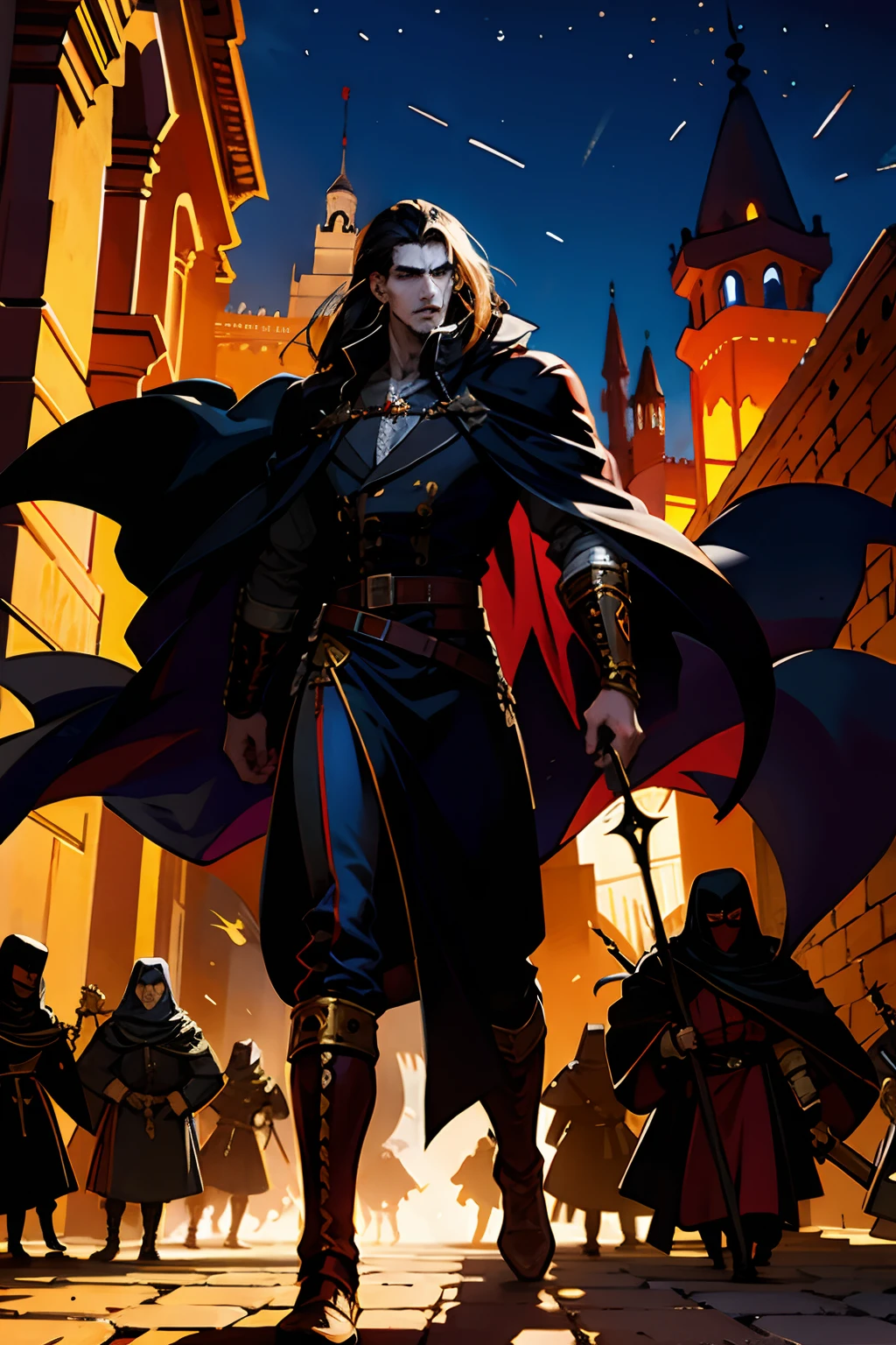 Castlevania Lord of the shadows moroccan version of Lord Dracula leading troops army of demons in great moroccan city