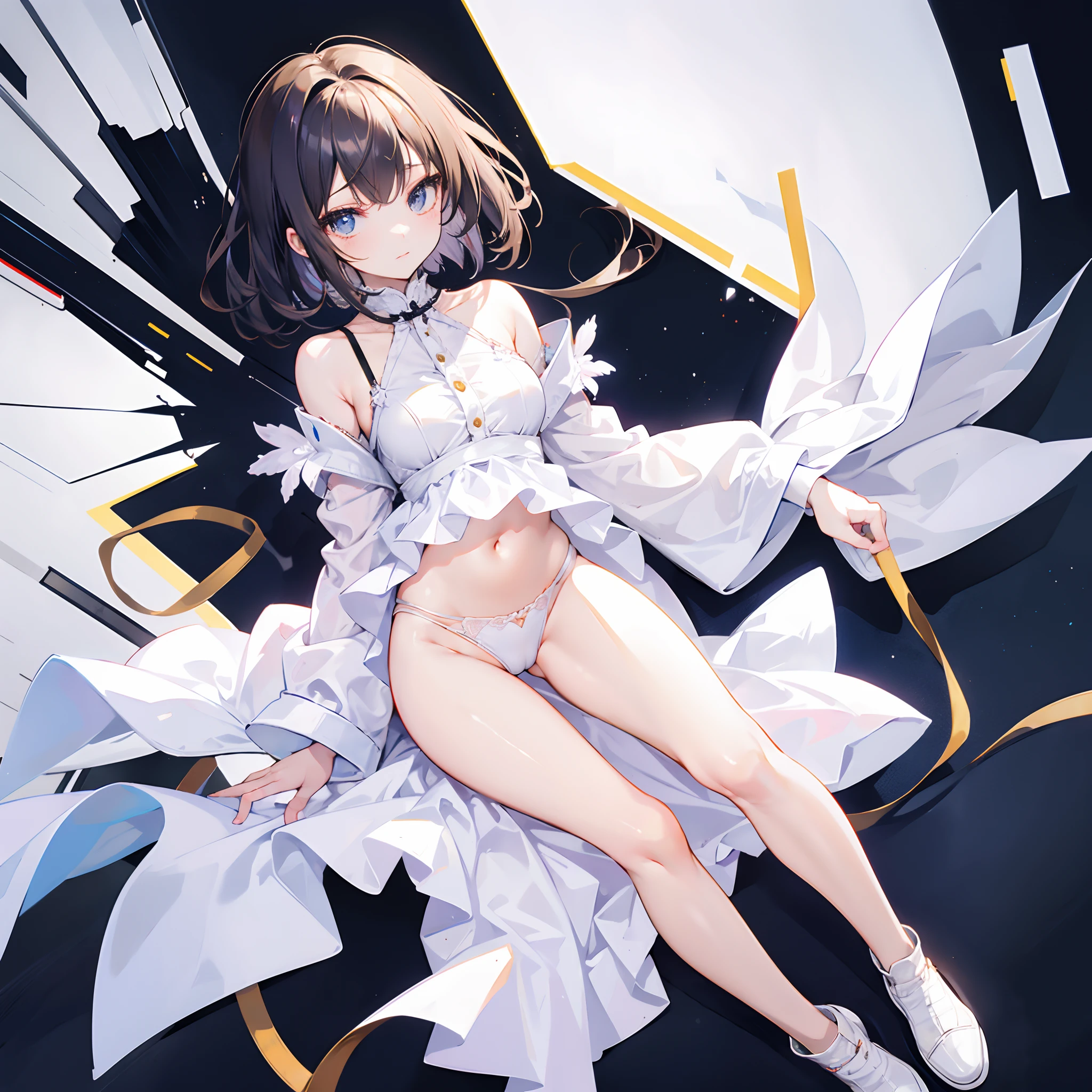 Solo Girls、full body Esbian、White blouse、pleatedskirt、turned around、undergarment、A sexy、Cute、Thin leg、s ass、