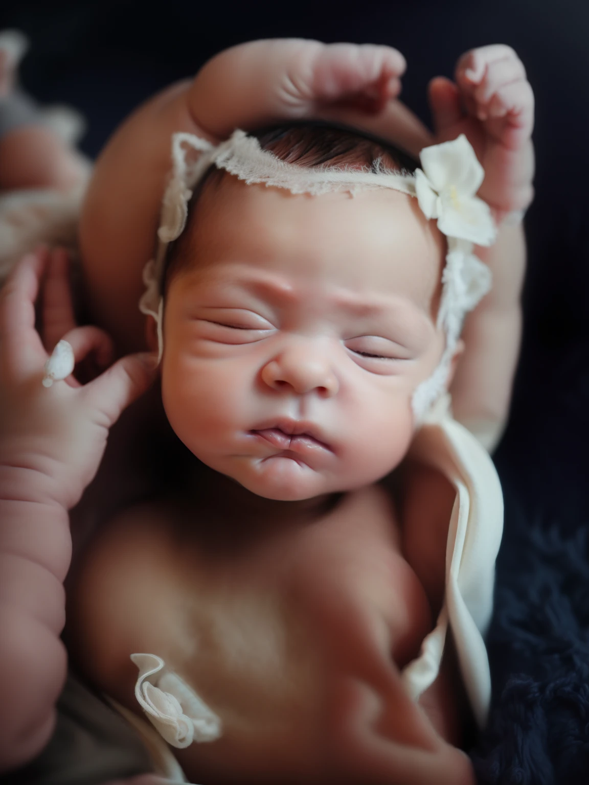 portrait, sleeping baby, fetus, inside womb, rosy face, hd, realistic, cute, baby girl,  8k, uhd, high quality, sharp focus, he composition beautiful rich and bright