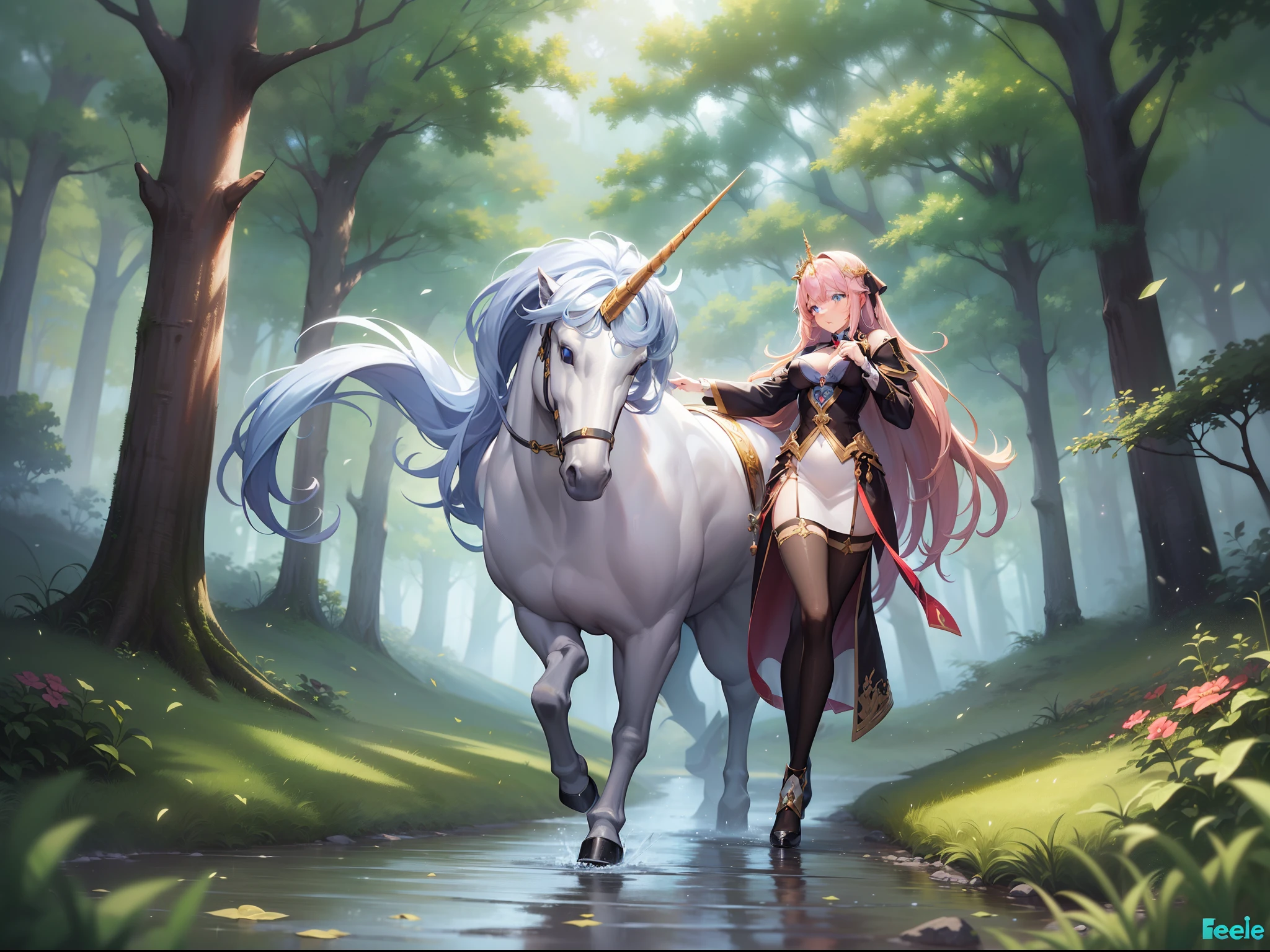 ((Finest quality)),(超A high resolution),(ultra-detailliert),((Best Anime)),sharpnes,Clear,Fantasy art with astounding depictions, ((femele:1.6)), (unicorn)