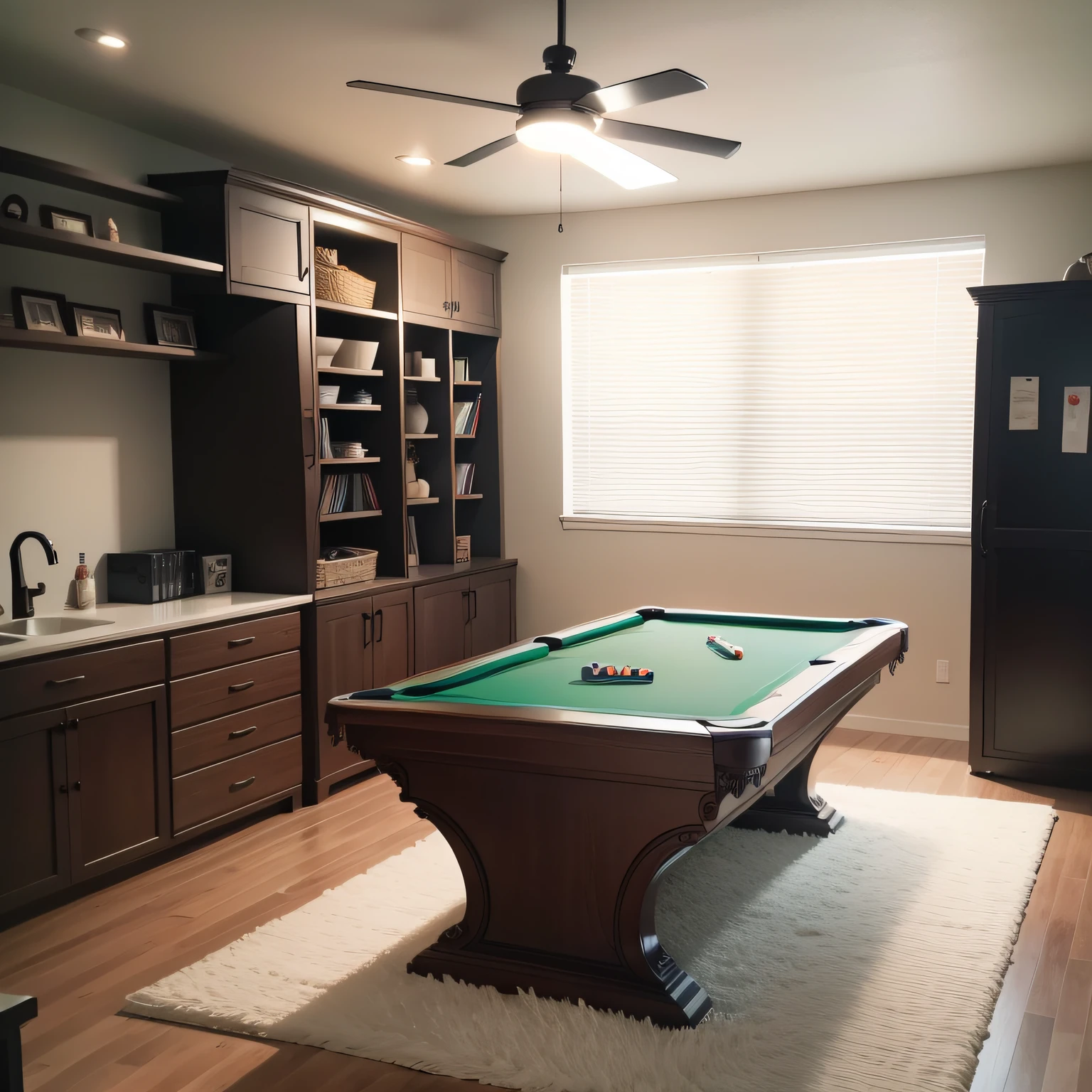 modern game room with Storage and Organization