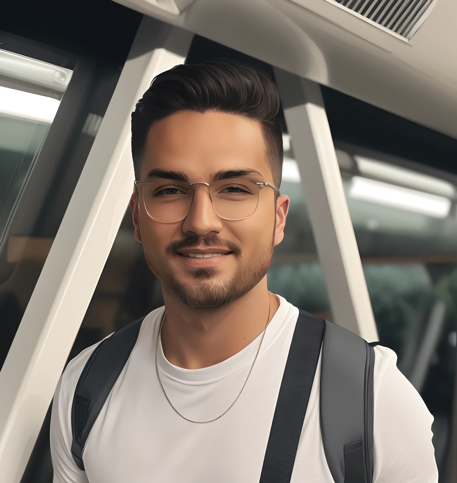 handsome man, keep the same facial features, medium men hair flying, digital painting style.