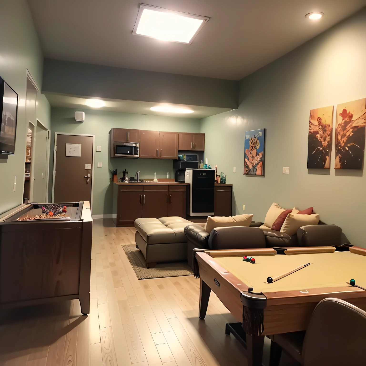 modern game room with Snacks and Refreshments