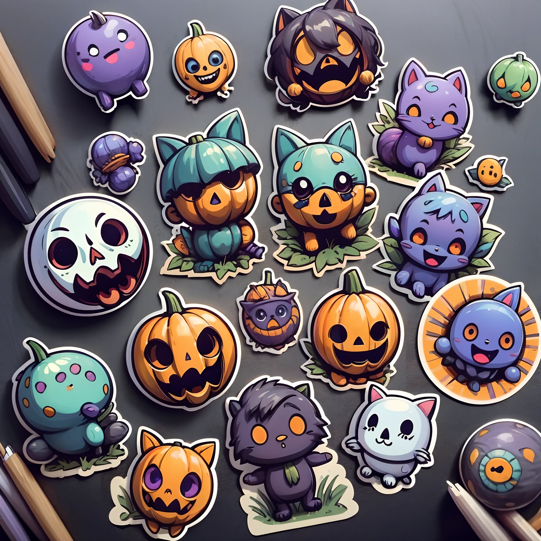 6 isolated Halloween stickers --auto --s2