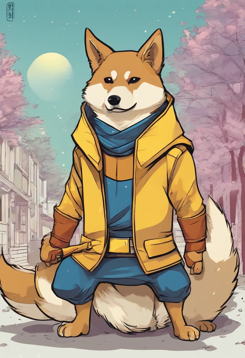 Shibainu dog, Wolverine costume, standing, cute dog, high quality
