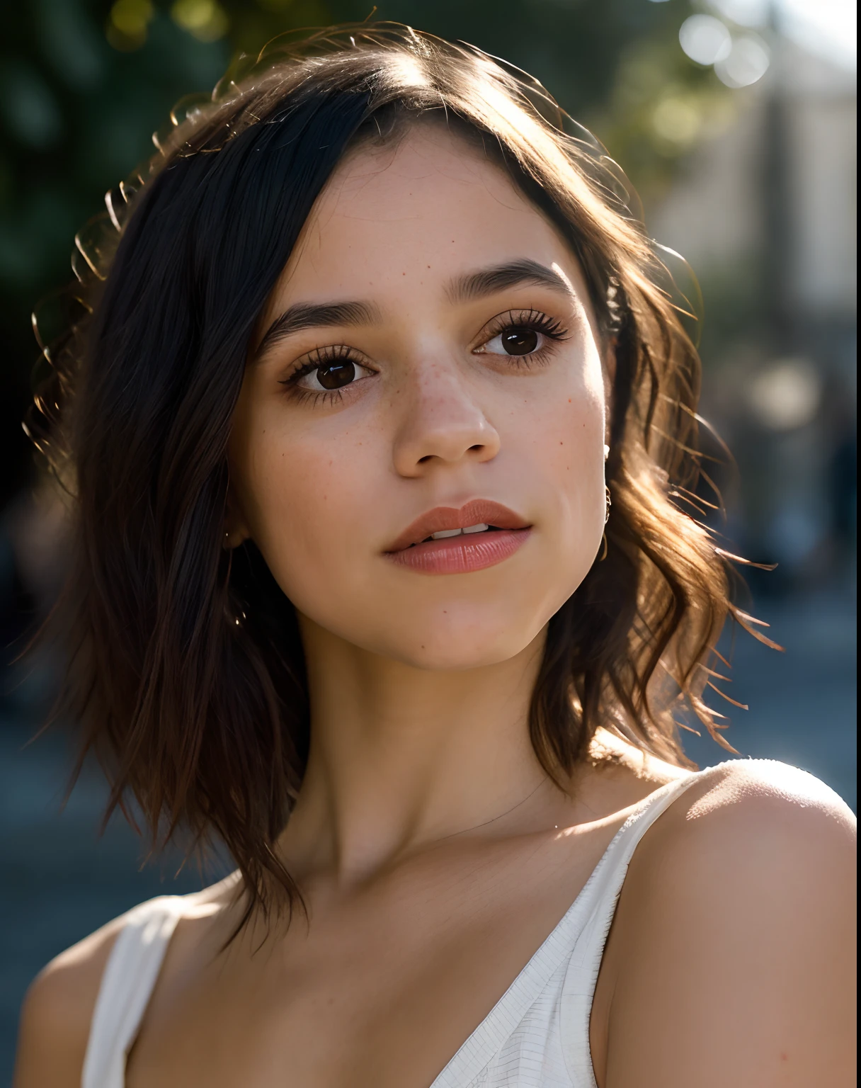 portrait of jortega looking at viewer, giving kiss, joyful, masterpiece, extremely detailed skin, photorealistic, heavy shadow, dramatic and cinematic lighting, key light, fill light