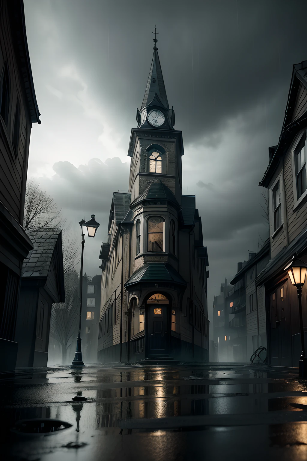 best quality,4k,8k,highres,masterpiece:1.2,ultra-detailed,realistic,photorealistic:1.37,dark and moody,black and white,high contrast,shadowy figures,rain-soaked streets,heavy raindrops,reflective surfaces,gloomy atmosphere,rain-soaked cobblestones,old and decaying architecture,mysterious atmosphere,wind-swept trees,guttering lights,urban decay,distorted perspectives,lonely silhouette,ominous clouds,hidden secrets,classic film noir style,soft lighting,layered shadows,texture-rich surfaces,haunting ambiance,ominous and brooding,steamy windows,misty streets,abandoned and forgotten,nostalgic era,film noir-inspired cinematography,dramatic angles,implied narratives,hidden dangers,lurking darkness,loneliness and isolation