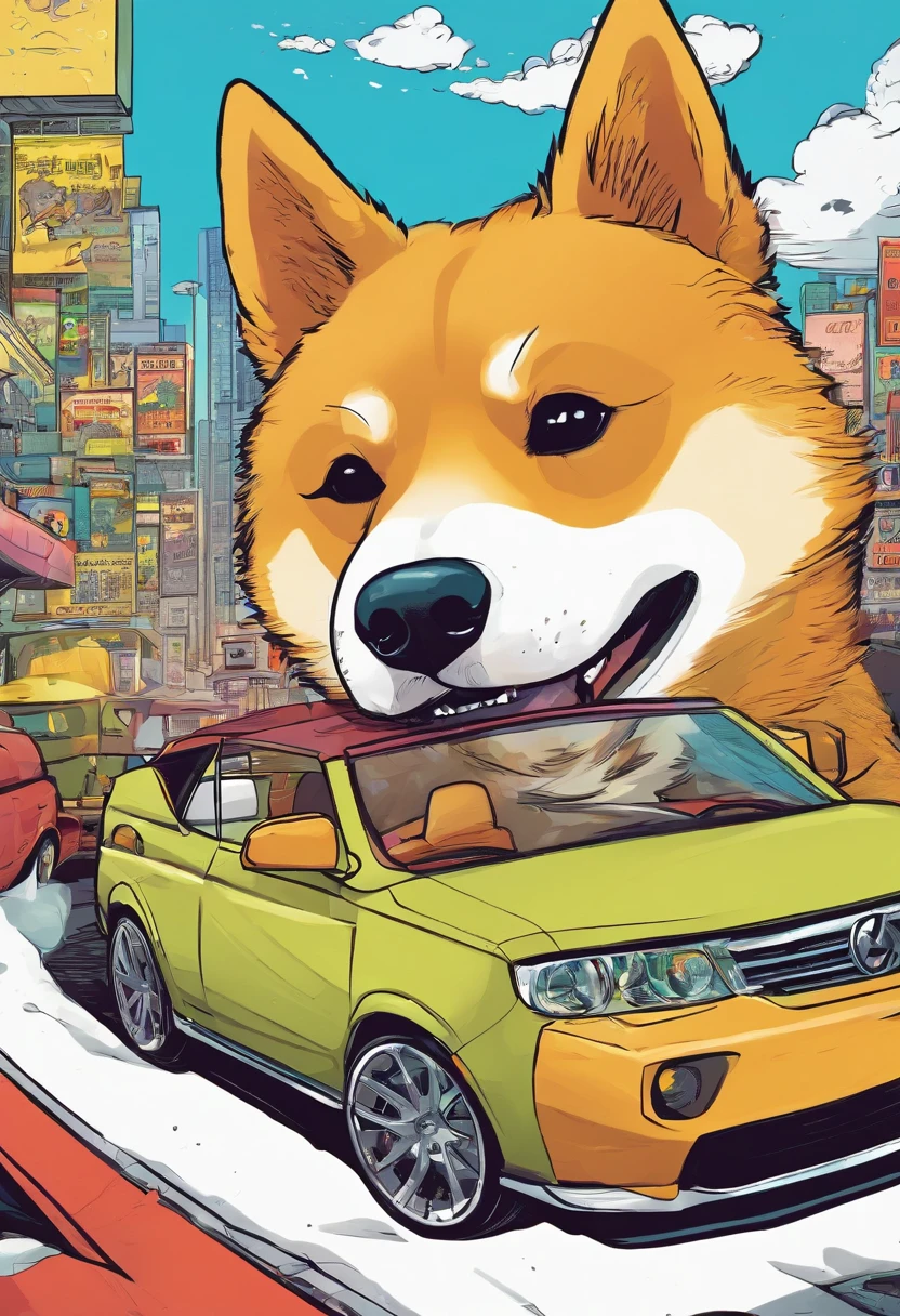 Shibainu dog in Car