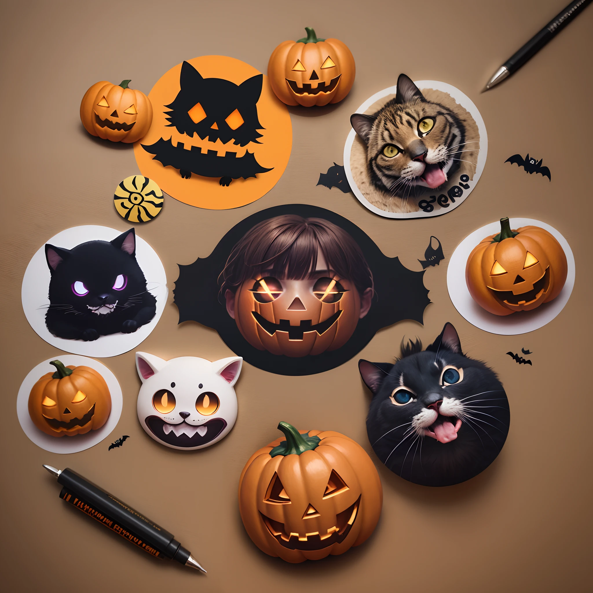 6 isolated Halloween stickers --auto --s2