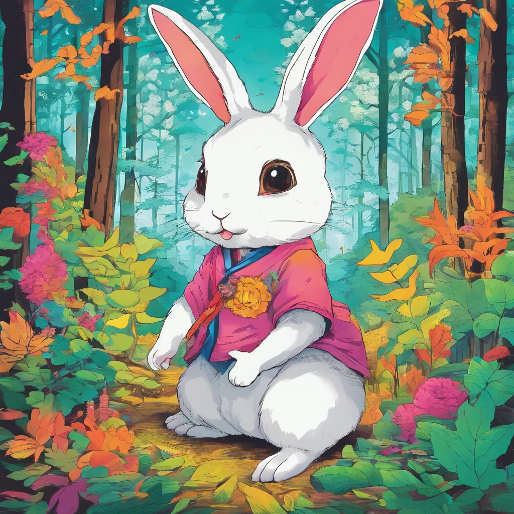 Rabbit lost in the forest