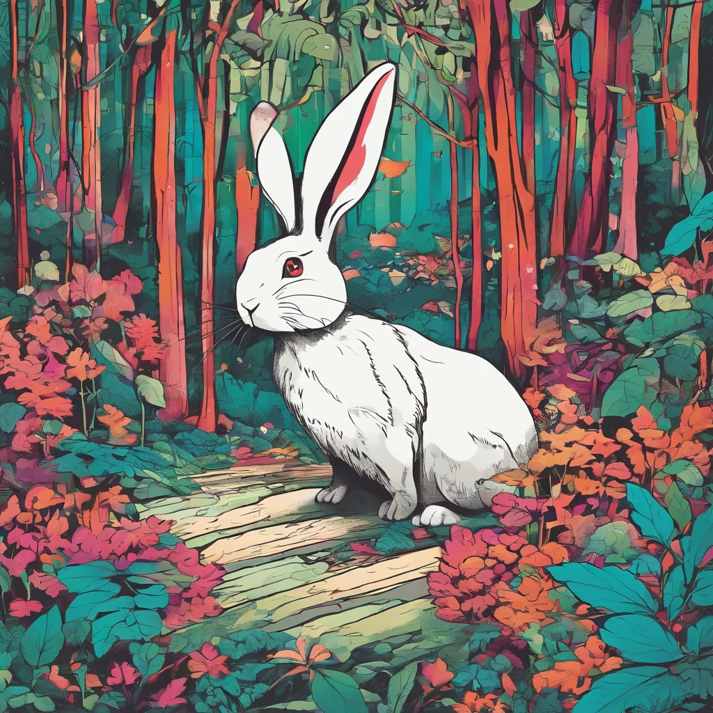 Rabbit lost in the forest