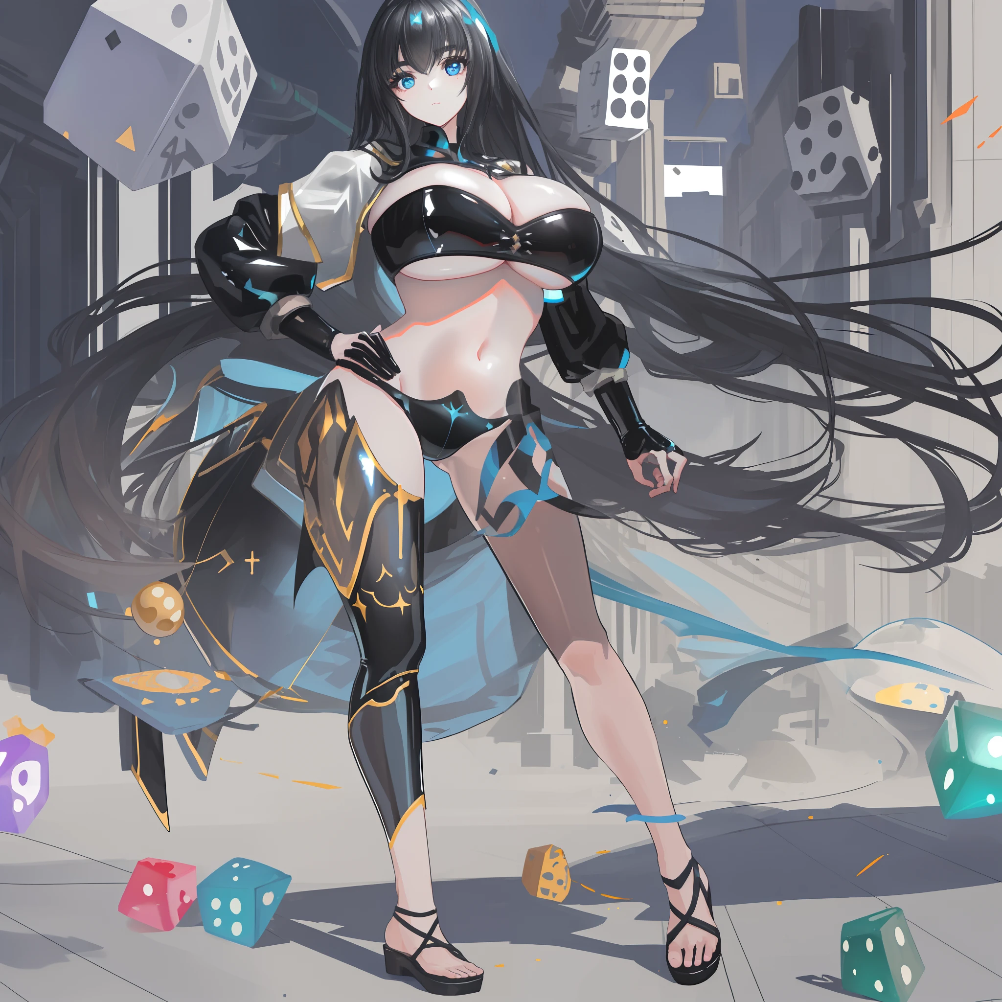 (gigantic breasts:1.5),(((black latex))).(((full body))),(((simple background))),(((solo))),{{{1girls}}},{{{best quality}}},{{{HDR, UHD, 8K }}}, {{ultra-fine painting}},{{{masterpiece}}}, {{ultra-detailed}},{{extreme detail description}},{{Professiona}},{illustration}, {detailed light}, {an extremely delicate and beautiful},{beautiful detailed eyes},smlie,black long hair,bare feet