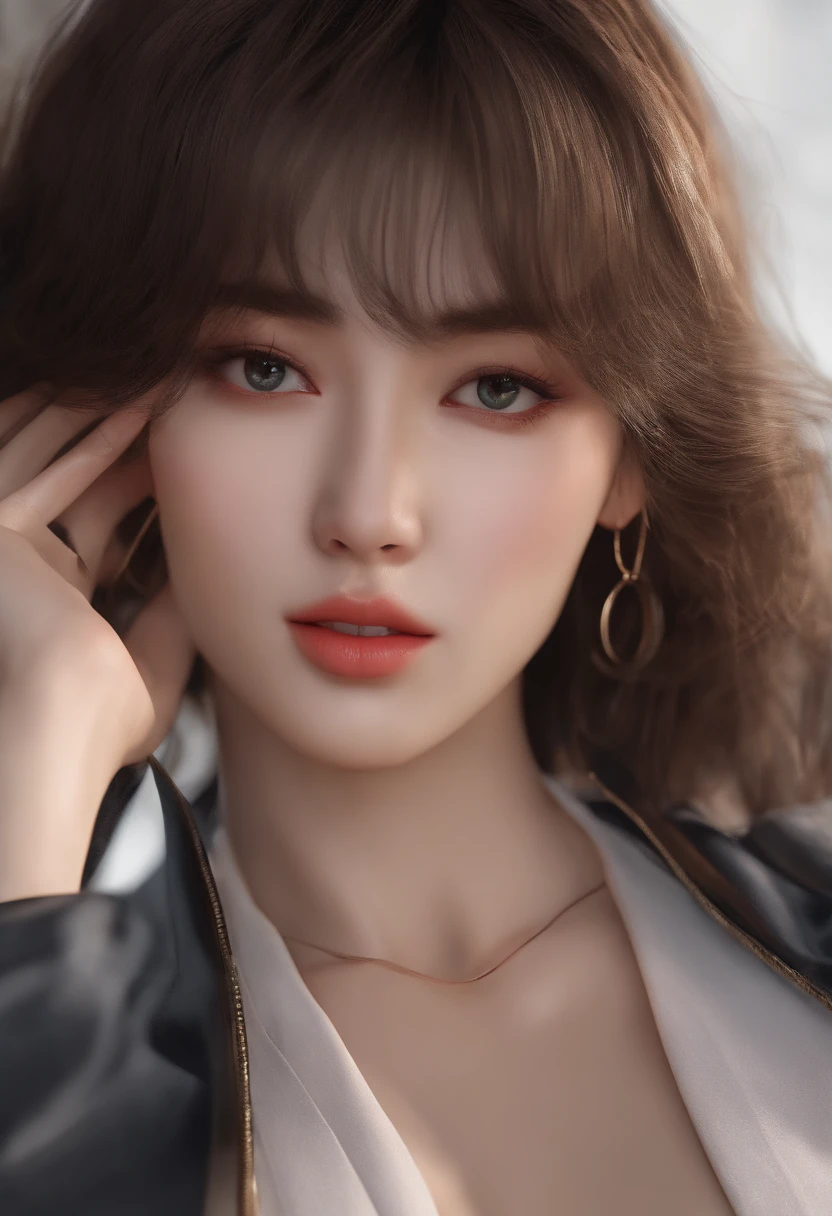 ((Best quality, 8k, Masterpiece :1.3)), 1girl, Pretty woman with emphasizing slender abs :1.3, (random hairstyles, Huge breasts :1.2), Casual outfit :1.2, Indoor, Ultra-detailed face, Detailed eyes, Double eyelid