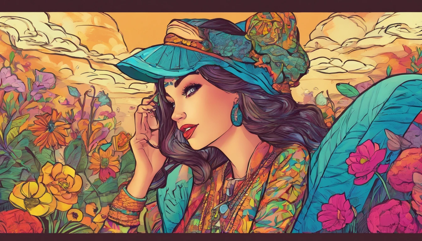a beautiful girl, Instagram inspired, vivid, colourful