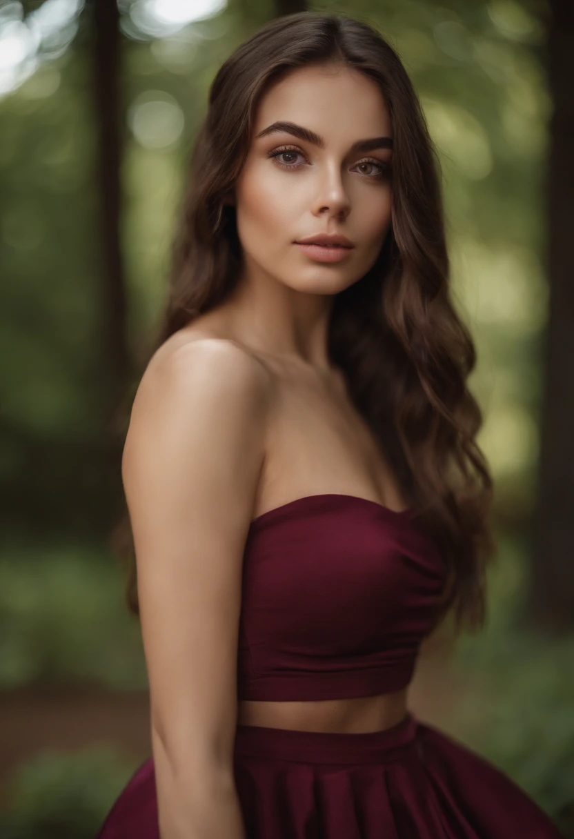 arafed woman topless, sexy girl with brown eyes, portrait sophie mudd, brown hair and large eyes, selfie of a young woman, bedroom eyes, violet myers, without makeup, natural makeup, looking directly at the camera, face with artgram, subtle makeup, stunning full body shot, in park
