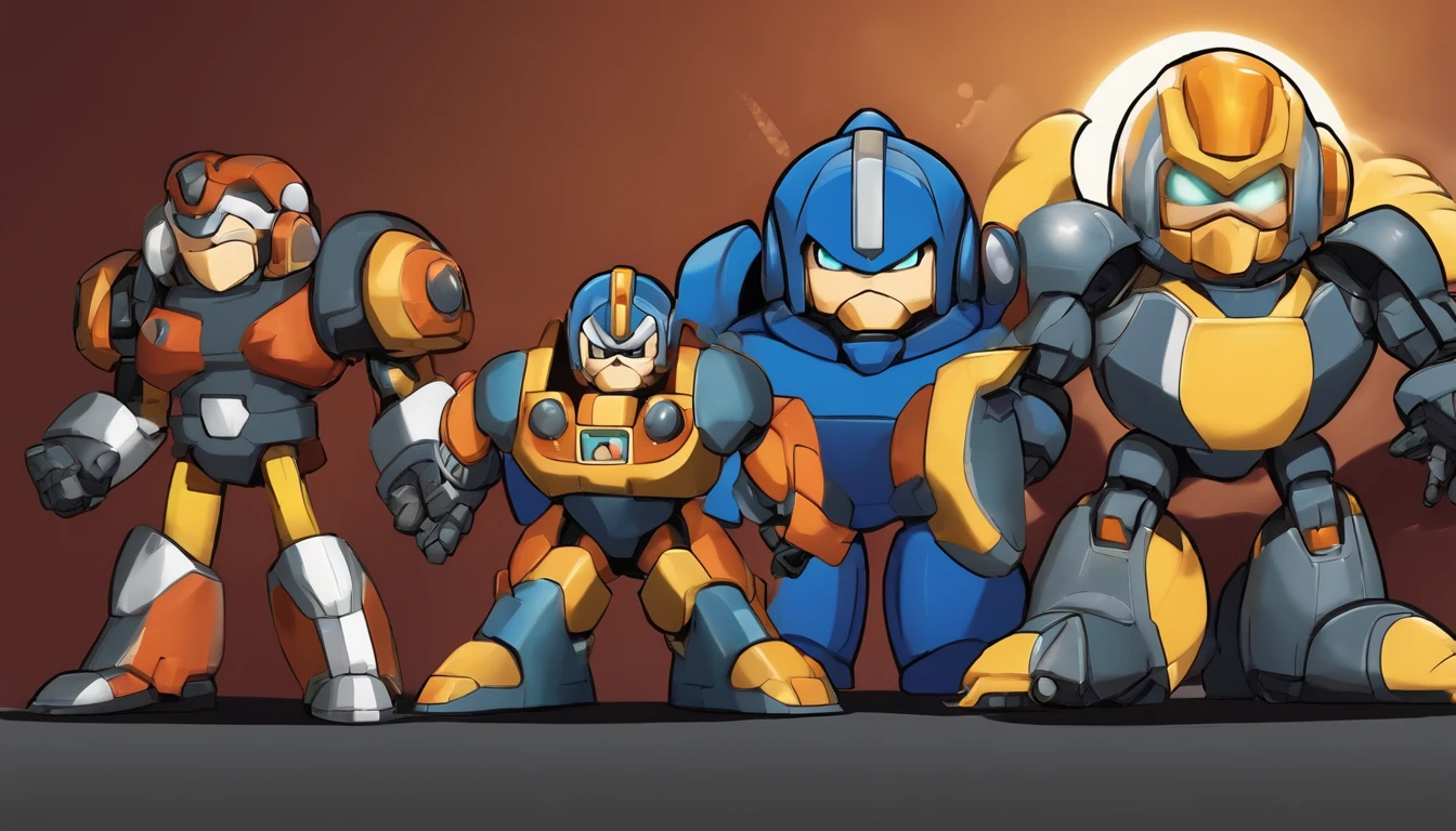mega man, gear mecha, megaman, wario as the armored titan, scarab reploid, cute elaborate epic robot, mechanical warrior, danny devito as dr. robotnik, varguyart style, official artwork, mecha anthropomorphic penguin, raypunk, hq artwork, official art