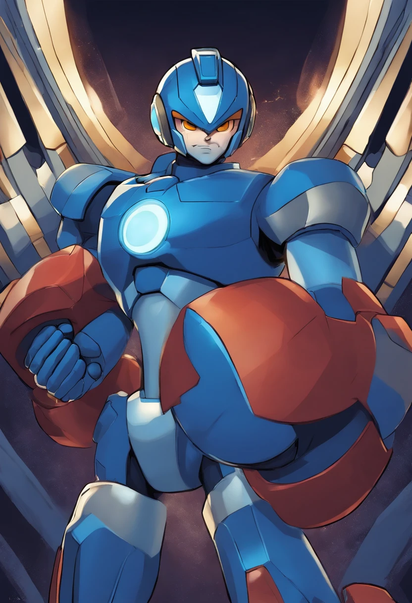 megaman, mega man, profile picture 1024px, blue armor, high quality fanart, hq artwork, video game fanart, hero 2 d fanart artsation, an epic anime of a energy man, marvelous expression, by Jason Teraoka, hd artwork