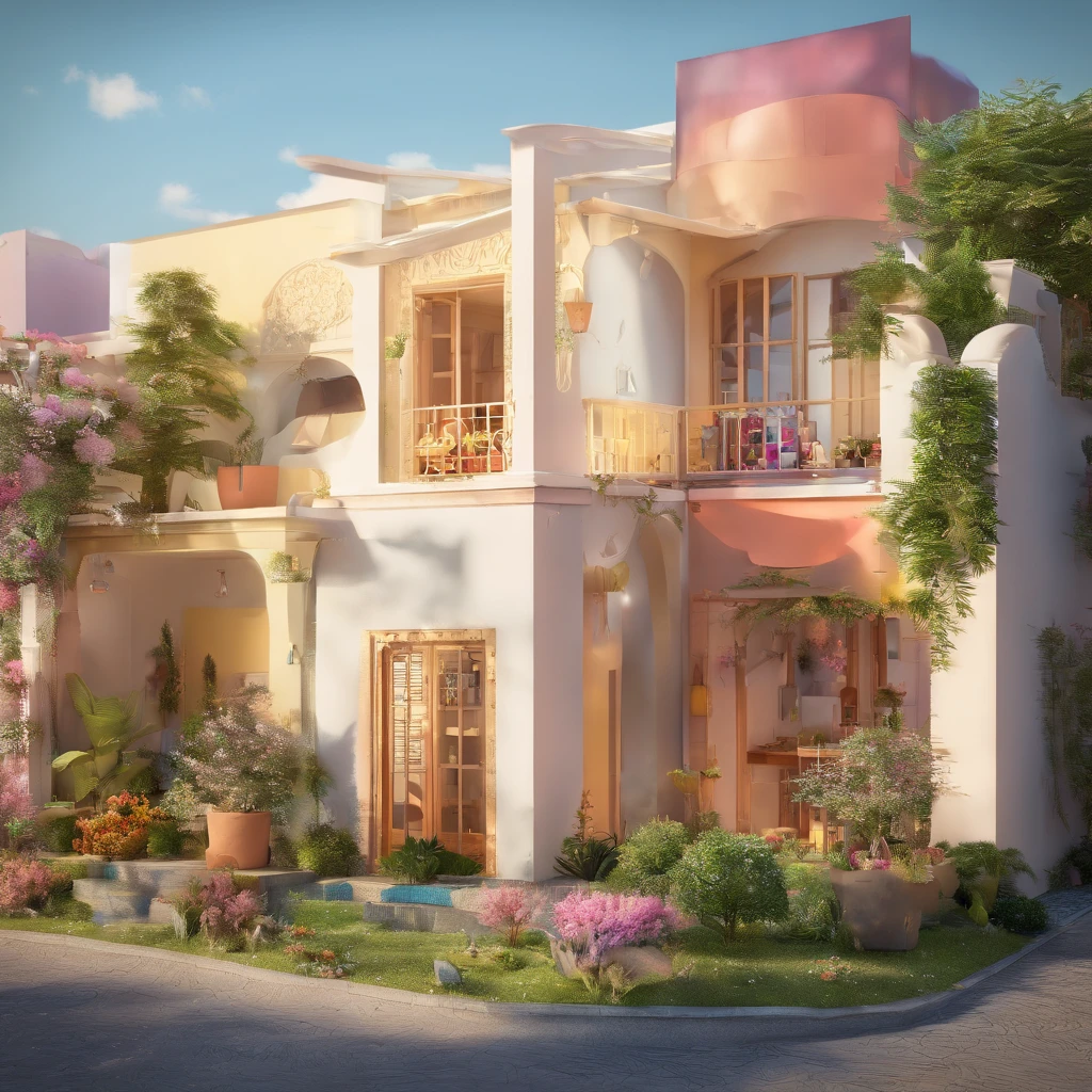 na colina, Brilhante e delicado,fundo limpo, Bom brilho, 3D rendering of,best quality