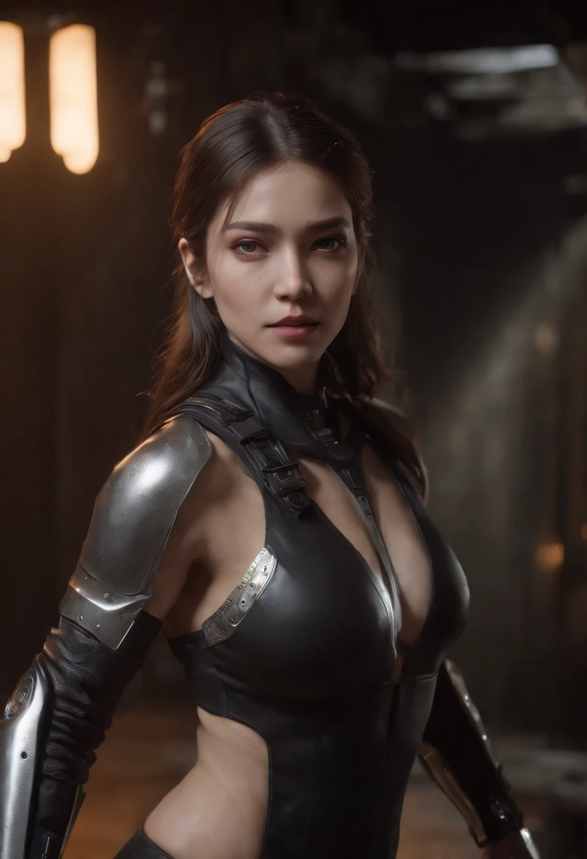 ((Calidad superior)), ((obra maestra)), ((realista)), (Los detalles), (Fotorrealista:1.5), La chica del futuro, Japoneses,(cuerpo grueso), (Traje blanco), 23years,La armadura se ilumina, Cyber hat, Abdominal exposure,Looking at the camera, dynamicposes, Science-Fiction, HDR, Trazado de rayos, NVIDIA RTX, Los ultra-Highres, Irreal 5, Sub-Surface Scatterring, Texturizado PBR, Post-procesamiento, Anisotropic filtering, Profundidad de campos, maximum sharpness and sharpness, Regla de los tercios、8K RAW、(Luminescent Particles:1.4)、(super-detailed CG、Unidad 8k Fondos de pantalla、lighting like a movie、destello de lente)、black metal face, blood, cyber fists, wings, fire, lighted eyes, reflector、foco nítido、Arte cyberpunk、Arquitectura cyberpunk、