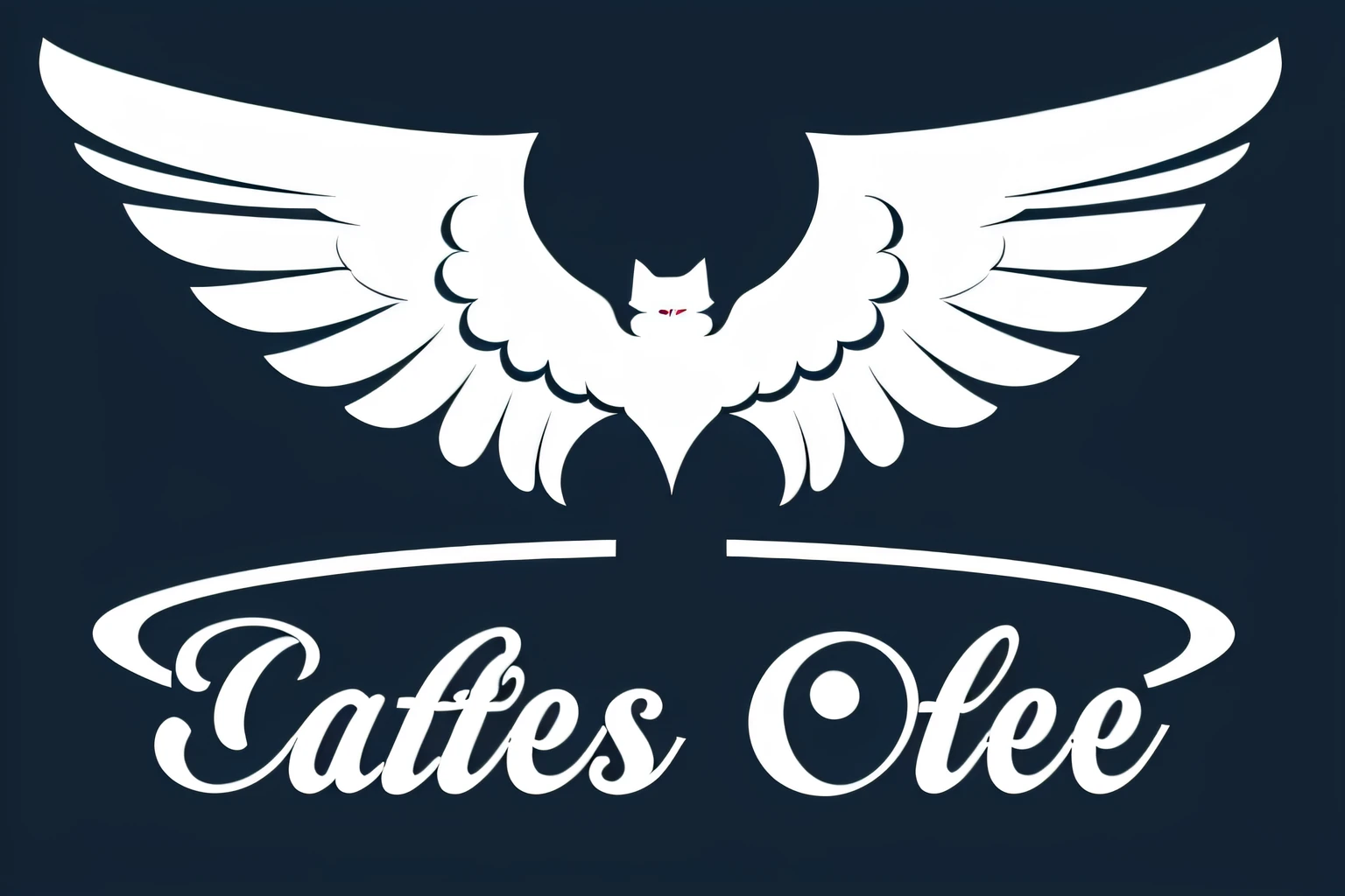cafes, Logo, vector, line-drawing, Design, inspiration, Straight, symmetry,Cat、Angel wings