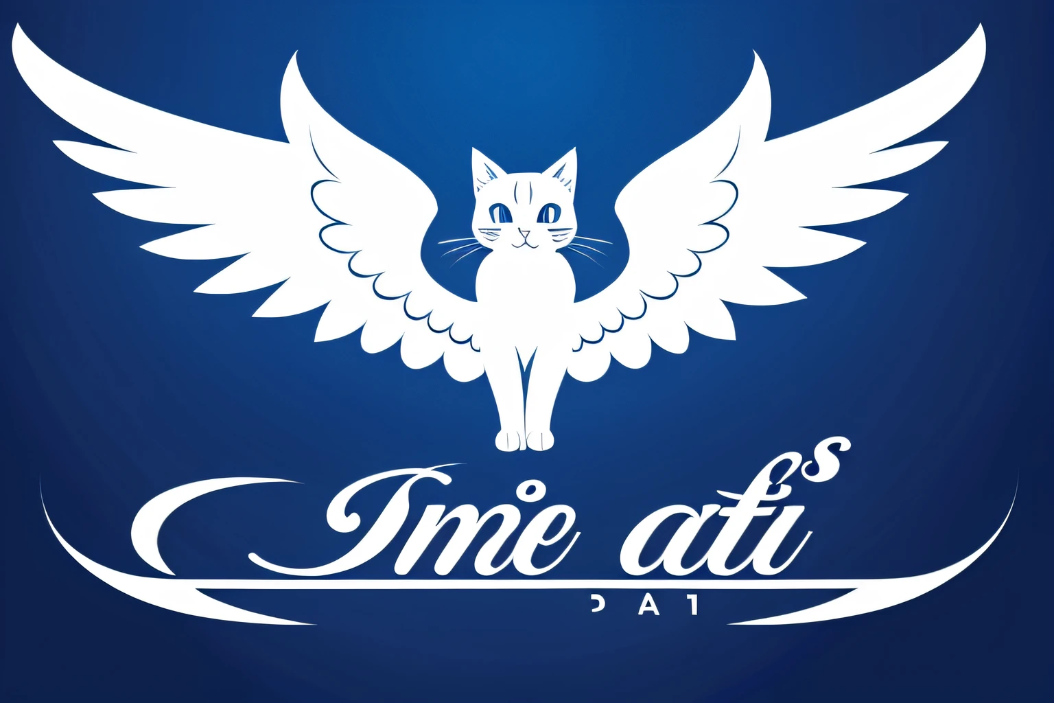 cafes, Logo, vector, line-drawing, Design, inspiration, Straight, symmetry,Cat、Angel wings