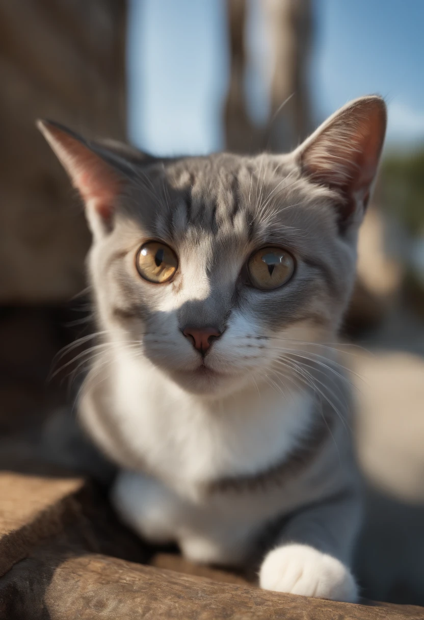 top-quality、超A high resolution、(photoRealstic:1.4)、cute little、(详细的脸)、浅笑、牙、Looking at the camera、Military、Sunnyday、harbour、blue-sky、japanes、short-hair、Cat's-eye