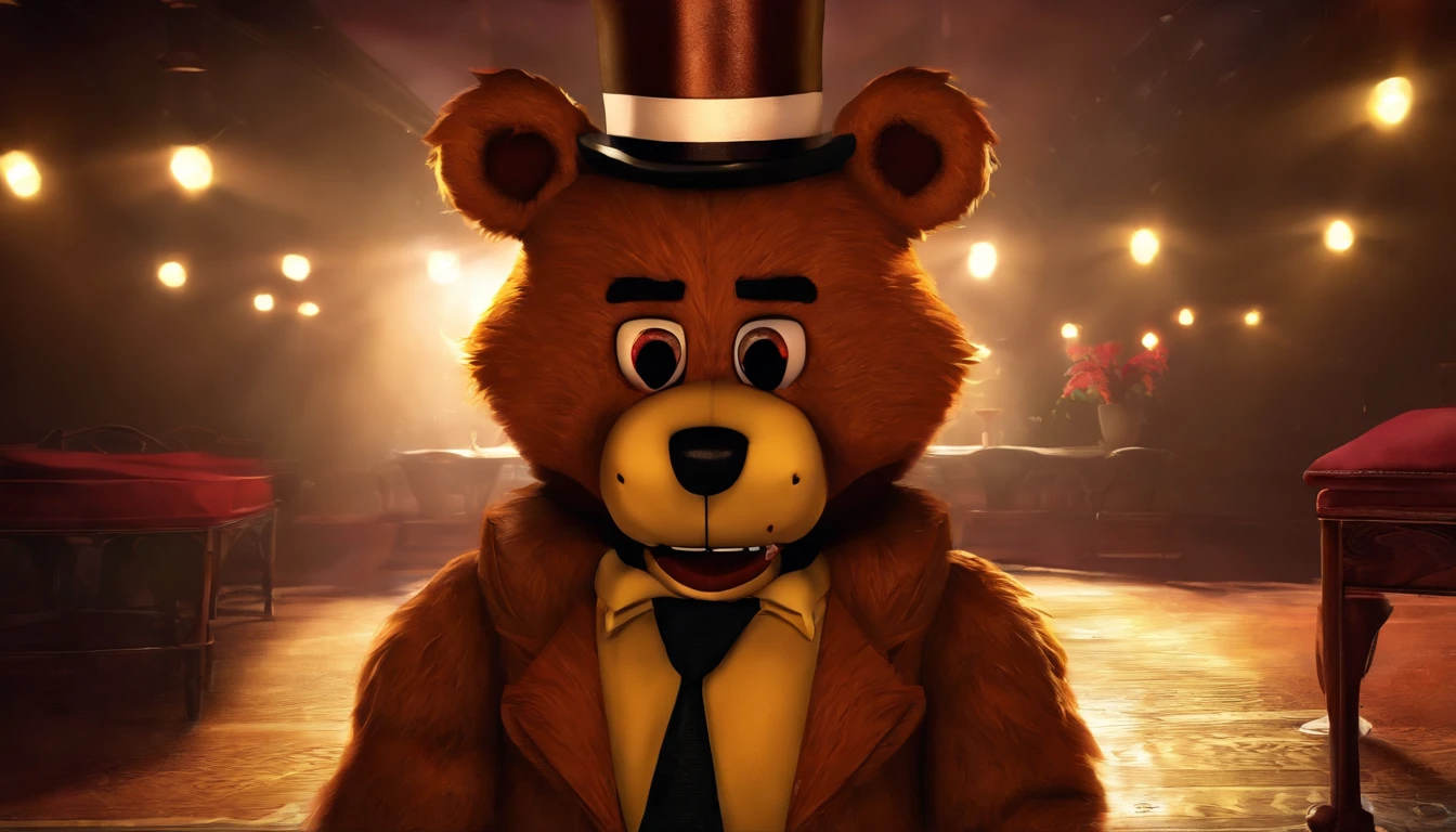 commission of freddy fazbear, inspired by Alfred Freddy Krupa, freddy fazbear, five nights at freddy's, five nights at freddy’s, five nights at freddys, portrait of freddy fazbear, freddy fazbear's pizzeria, fnaf, high quality fanart, official fan art, pov furry art