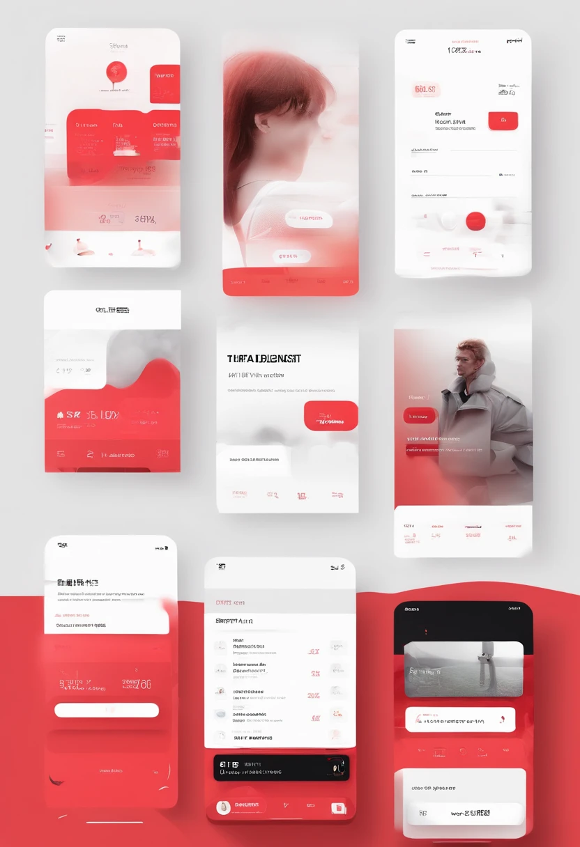 APP UI，Red and white theme，Timeline，User dynamics，Hide avatars