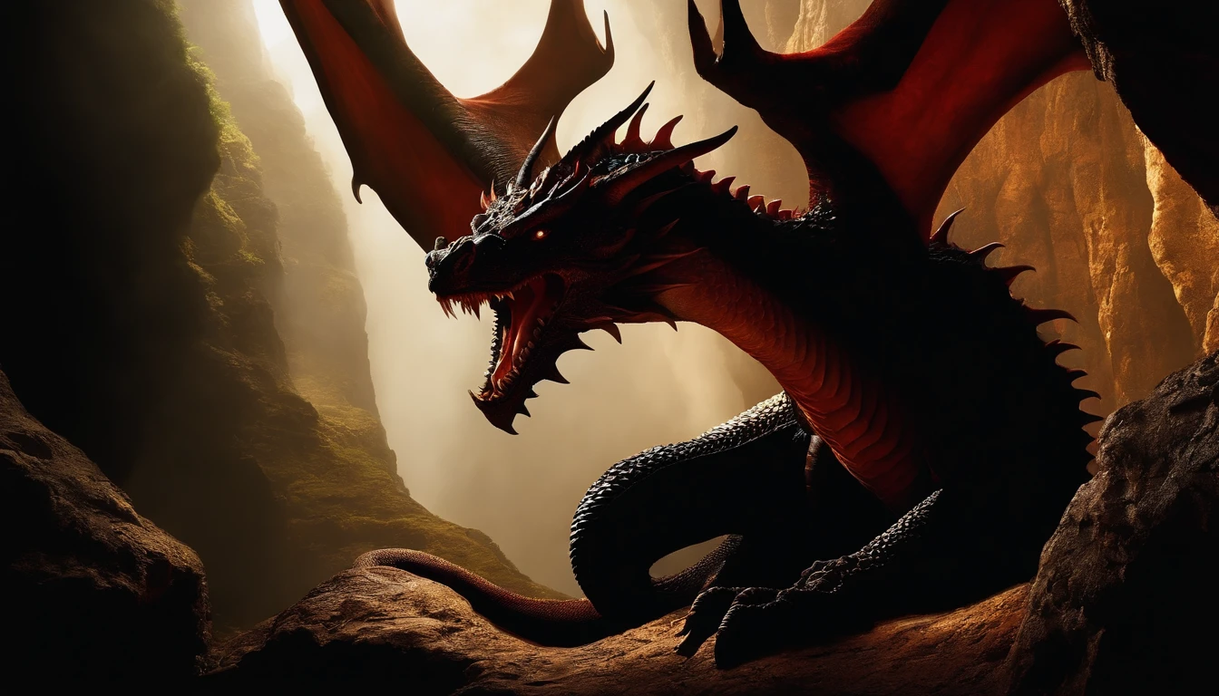 A sinister figure stepped forward. Its body was covered in bright red scales, a black liquid oozed in between. It had long curved horns where the eyes were supposed to be, big upside-down membranous wings on its back
