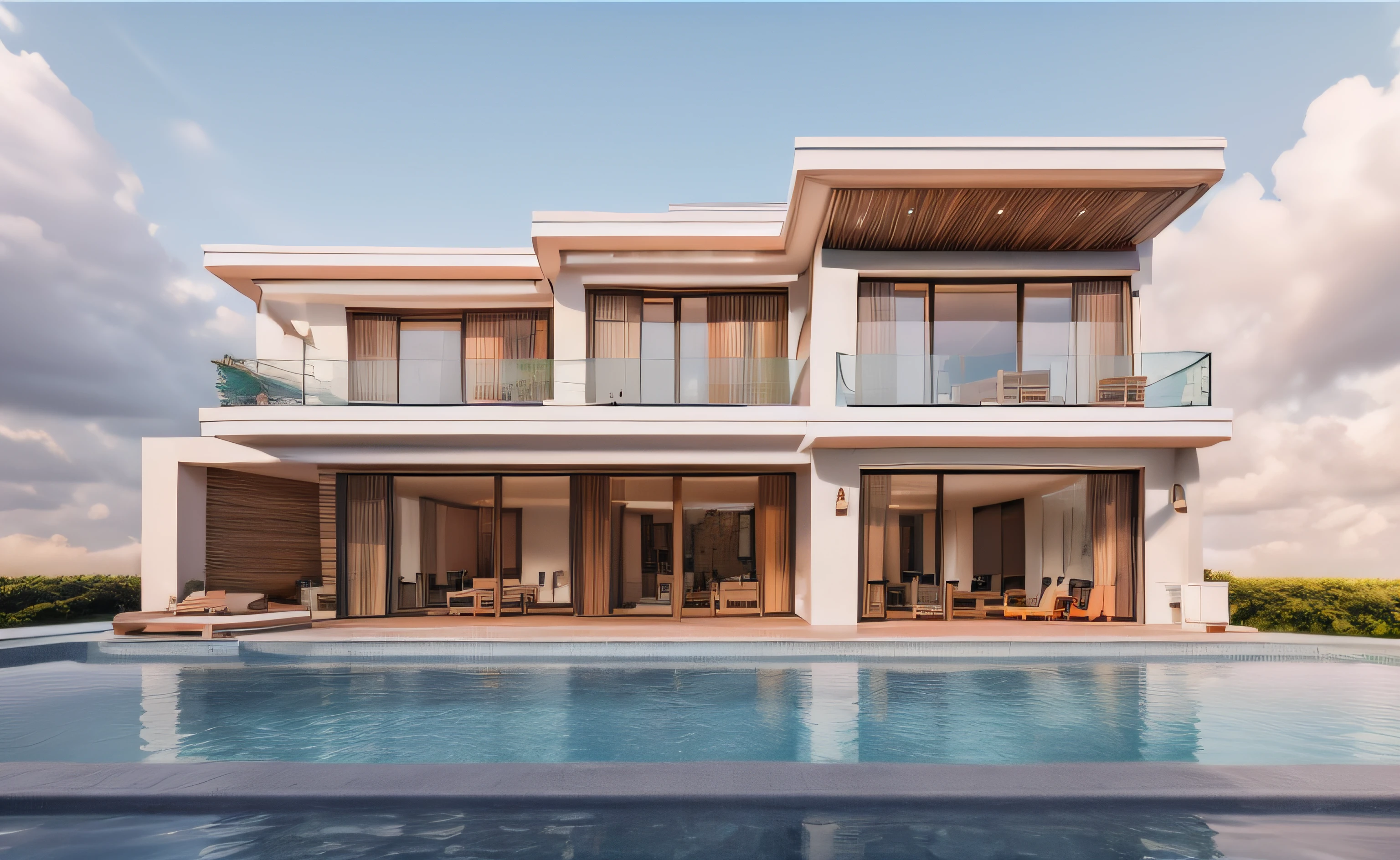 villa, exterior, RAW photo, (high detailed skin:1.3), 8k uhd, dslr, soft lighting, ultra quality, film grain, Fujifilm XT3, sharp image, best quality, authentic, hight quality