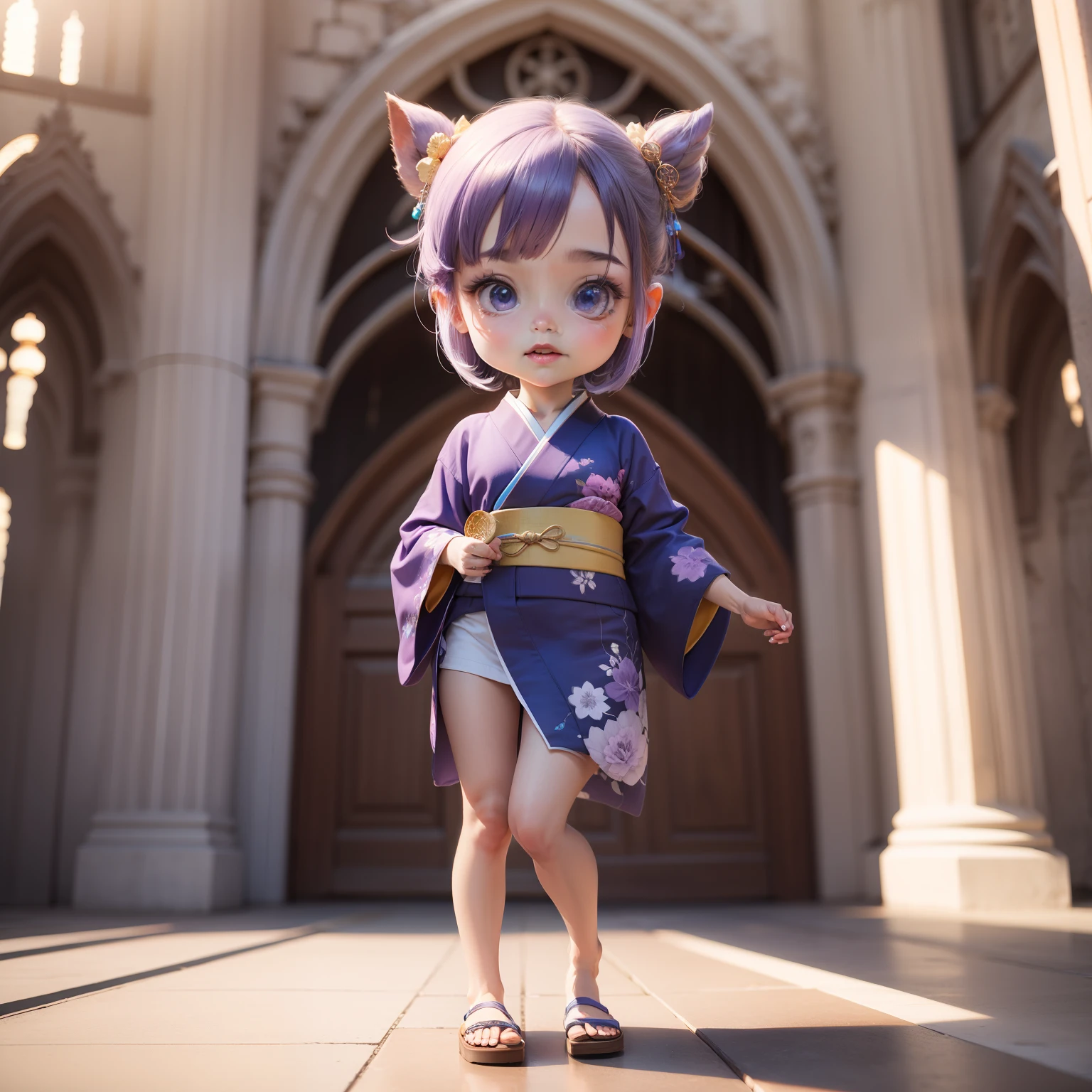 Blue and purple kimono