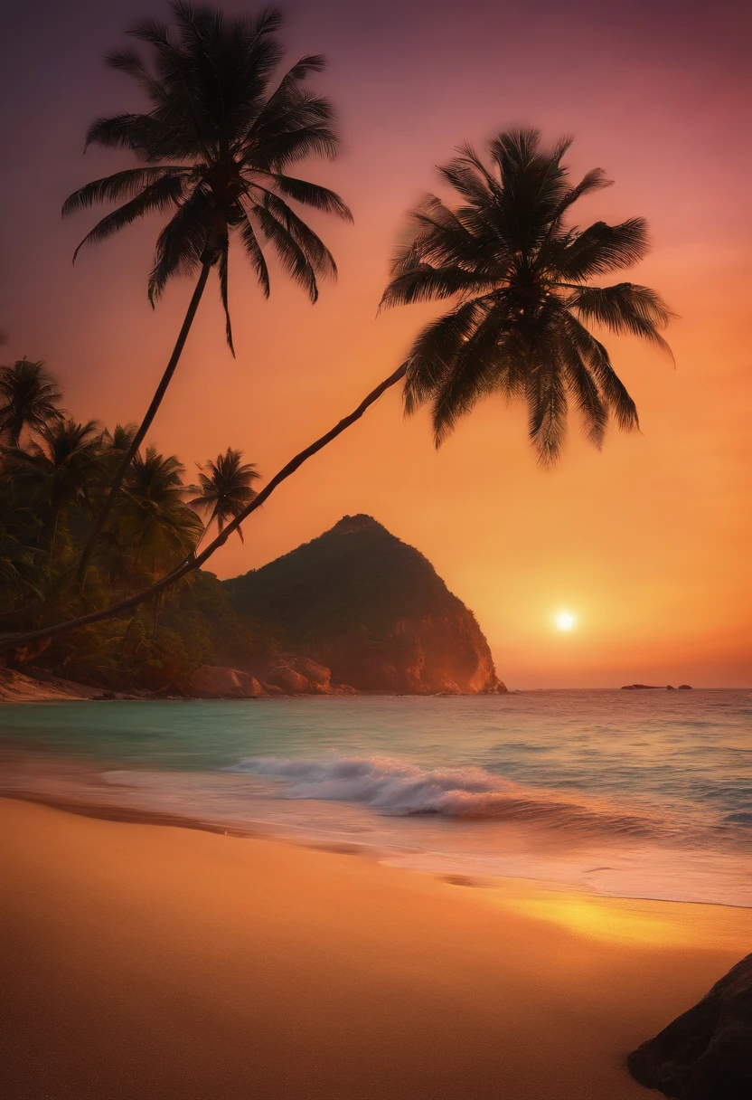 (best quality,4k,highres,masterpiece:1.2),ultra-detailed,(realistic,photorealistic,photo-realistic:1.37),beach stage,colorful smoke,beautiful sunset,lively atmosphere,dynamic composition,calm waves,voilin playing live,magical lighting,dancing shadows,ethereal glow,expressive movements,artistic performance,vibrant colors,surreal ambiance,soft sand under feet,colorful crowd,enchanting melodies,playful atmosphere,splashing water,gentle breeze,musical harmony,festive vibes,artistic expression,intense emotions,serene beauty,harmonious interaction,aerial view,twinkling stars above,fiery orange hues,surrounding palm trees,refreshing sea breeze,musical instruments glimmering,joyful audience,excitement in the air,unforgettable moment,captivating experience.