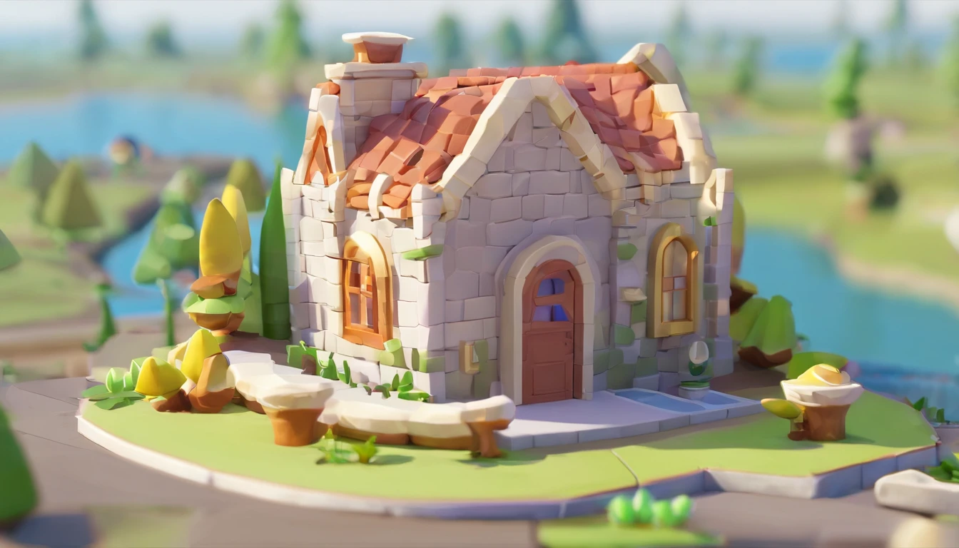 Miniature,Super cute clay world, Isometric view of the city ,Game architectural design, Cartoony,mushroom house,Mushrooms match the architecture,casual game style, Carrot building,C4D,closeup cleavage,tmasterpiece,super detailing,best qualtiy