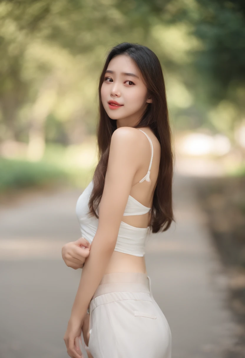 Live Action、a picture、kawaii、girl with、Camisole-wearing、Double eyelids、breasts looking、half-opened mouth　put out the tongue、de pele branca、length hair、college girls、25-years old、Sweaty body、Lustrous hair