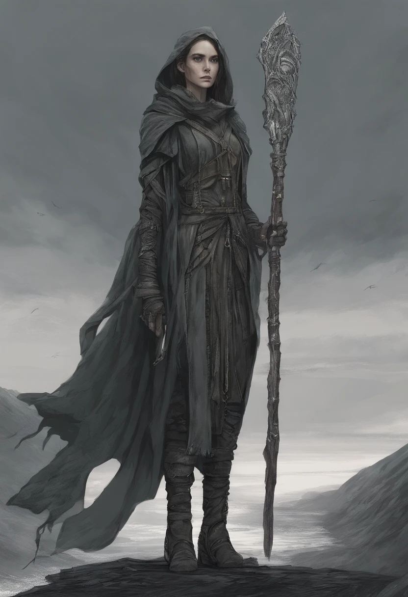 Elf Mage, tall, thin, The Magic Staff , cloak