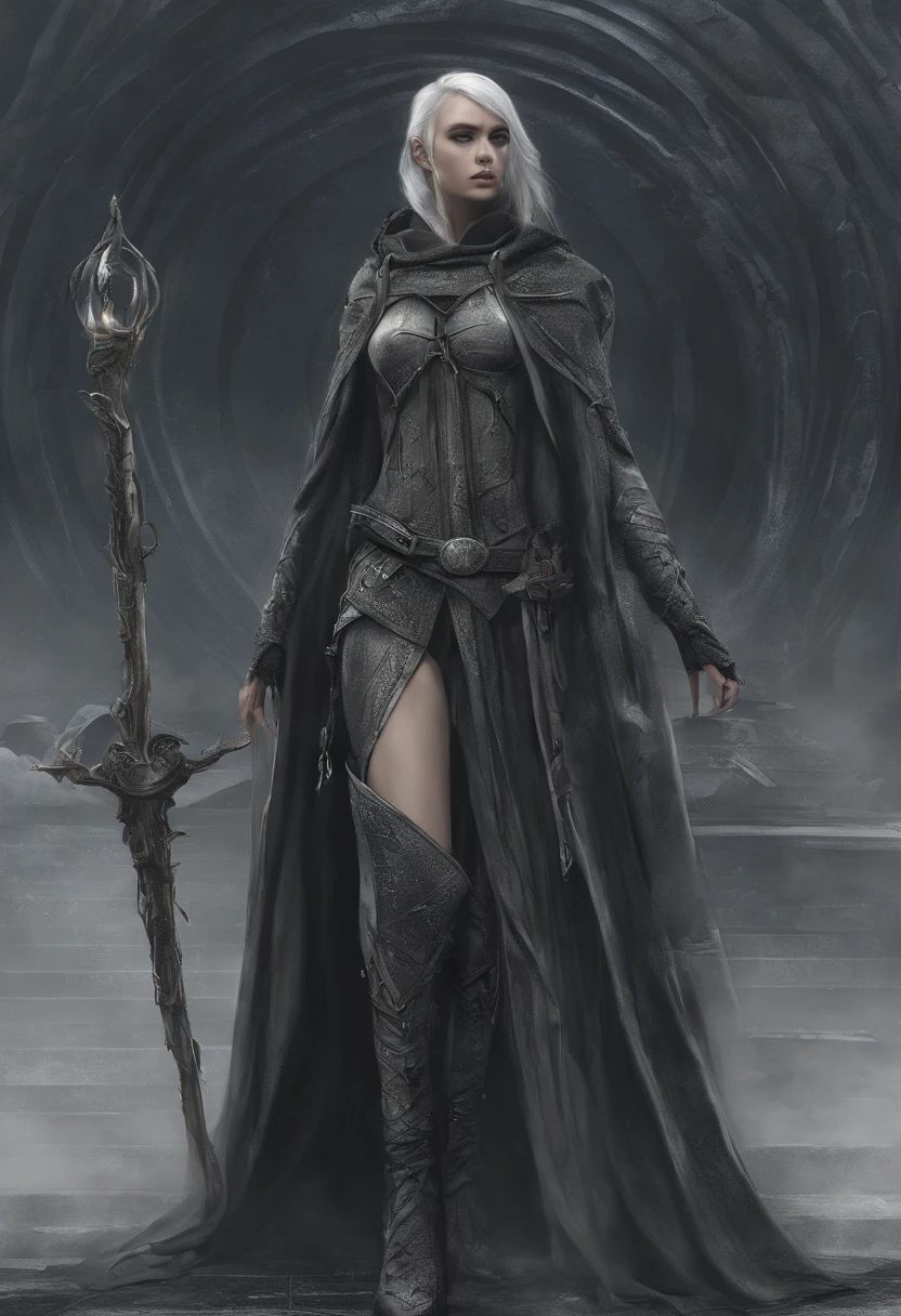 Elf Mage, tall, thin, The Magic Staff , cloak