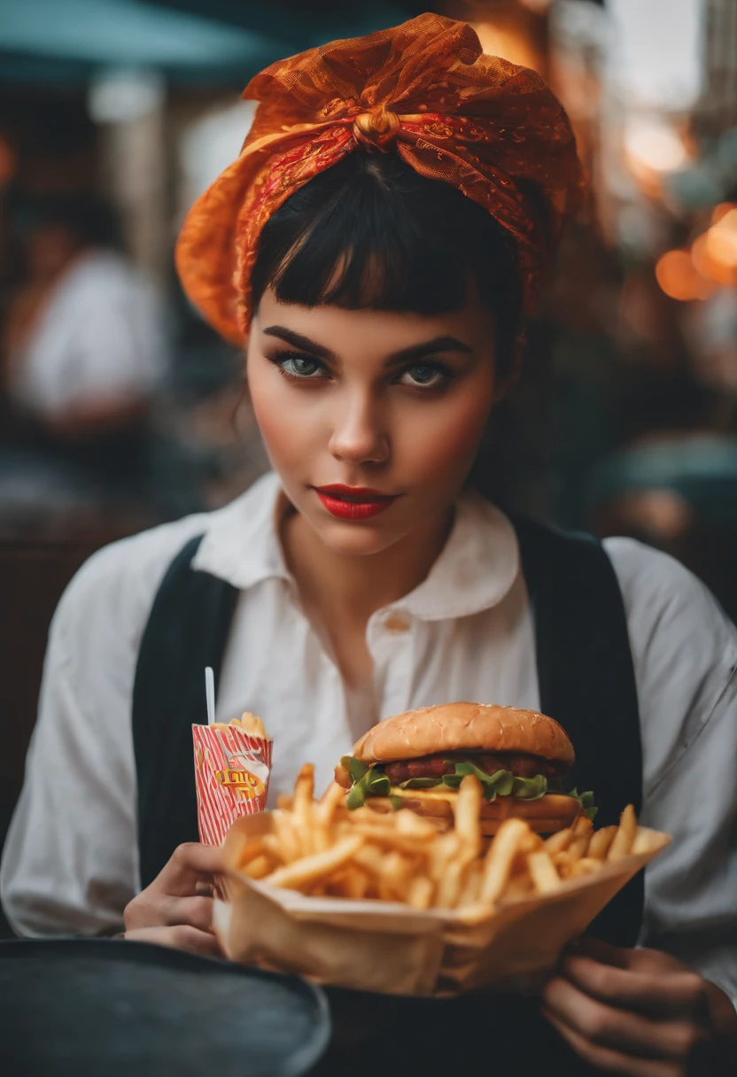 Girl with fries in hand