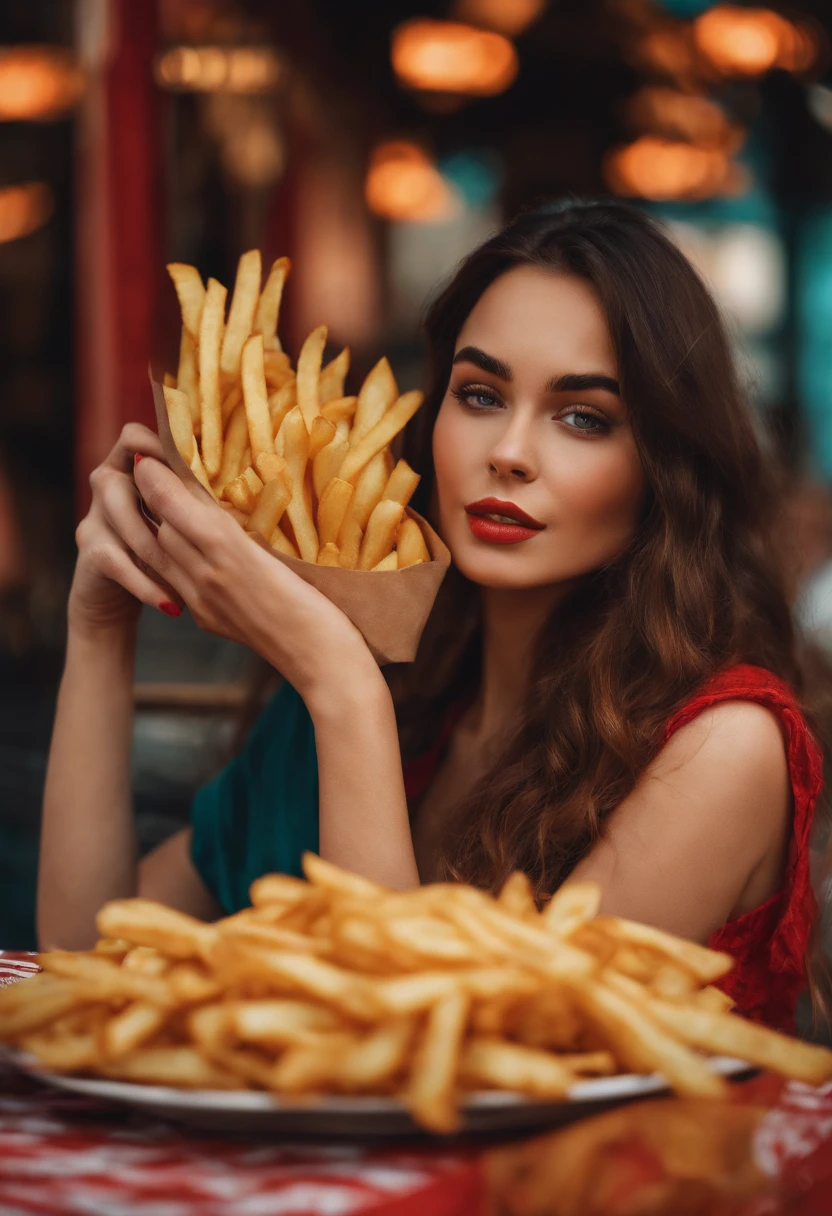 Girl with fries in hand