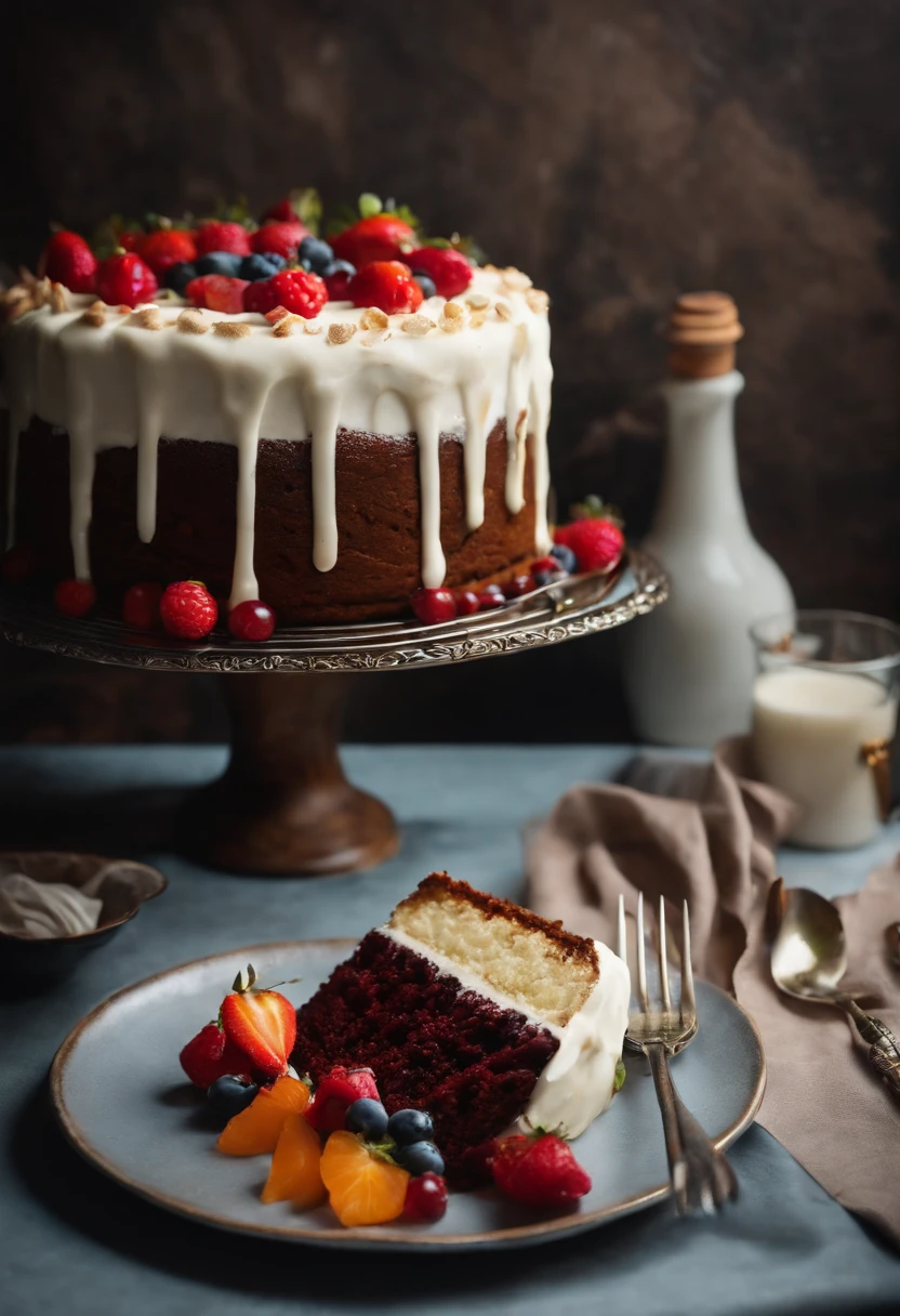 (fork:1.3)、a cake