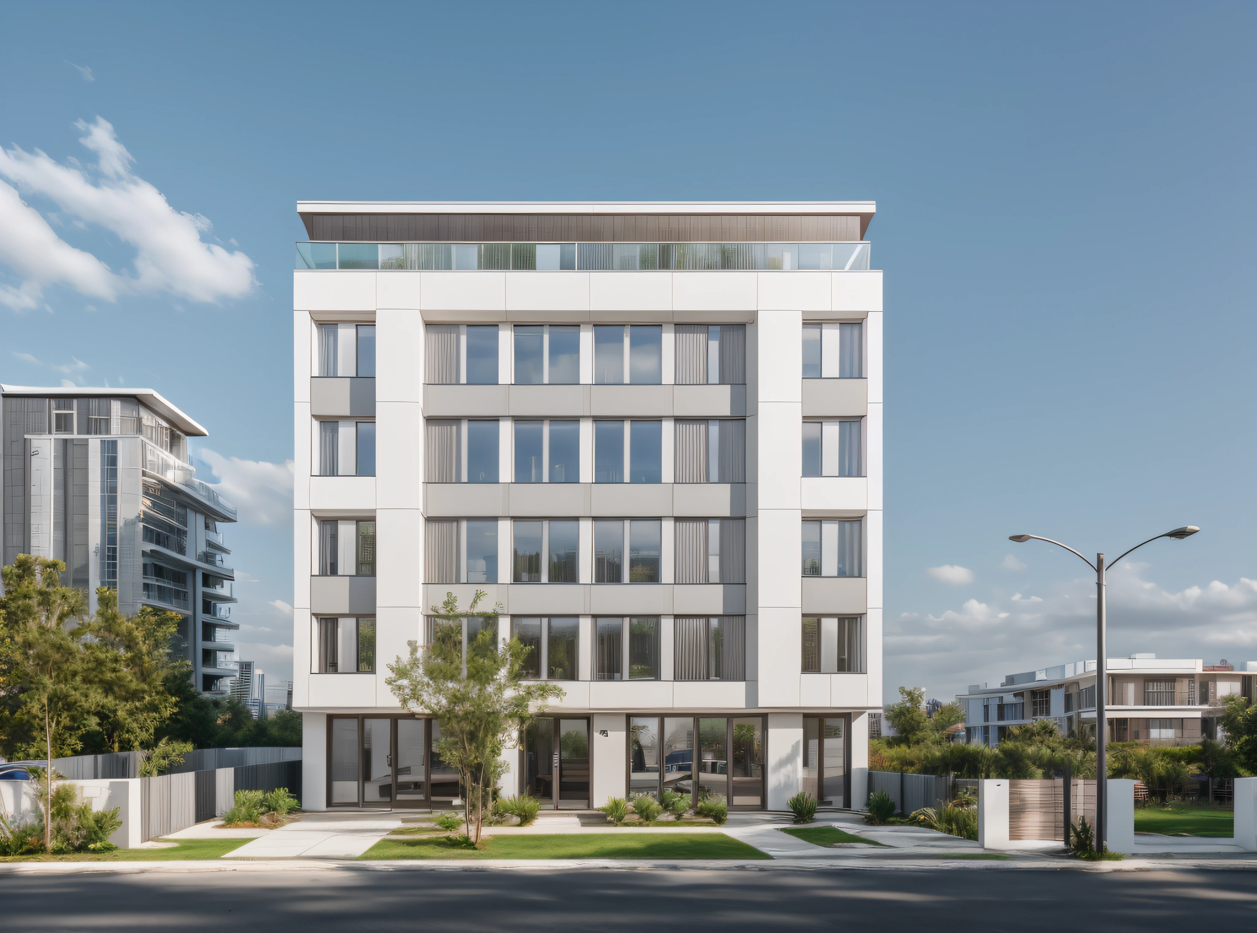 building new houses, high -rise buildings, glass shells,  RAW photo, (high detailed skin:1.3), 8k uhd, dslr, soft lighting, ultra quality, film grain, Fujifilm XT3, sharp image, best quality, authentic, hight quality