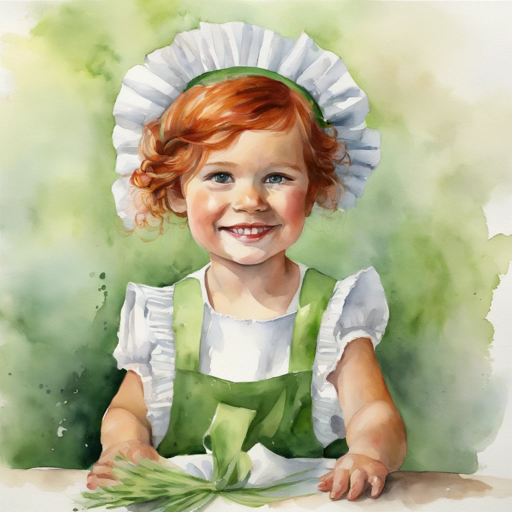 “best quality, masterpiece:1.2, solo, 1boy, smile, red hair, maid, maid apron, maid headdress, green eyes, vivid colors, sharp focus, realistic, portrait, soft lighting"