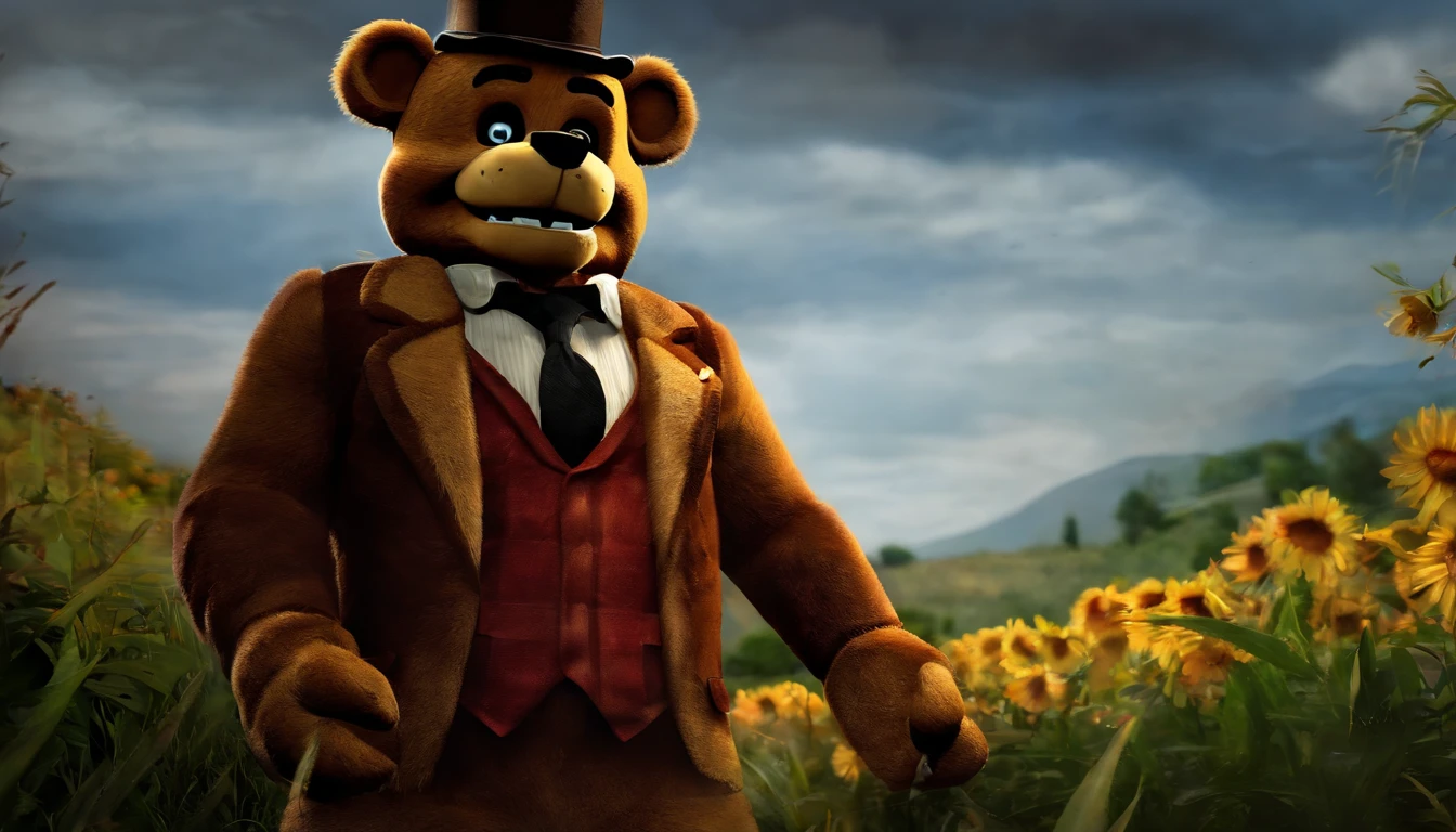 Pooh Bear is smiling while killing people.
He's killing people while being splattered with blood.
In the left hand is a human head
Pooh was lying next to a human corpse and Pooh was a muscular monster.