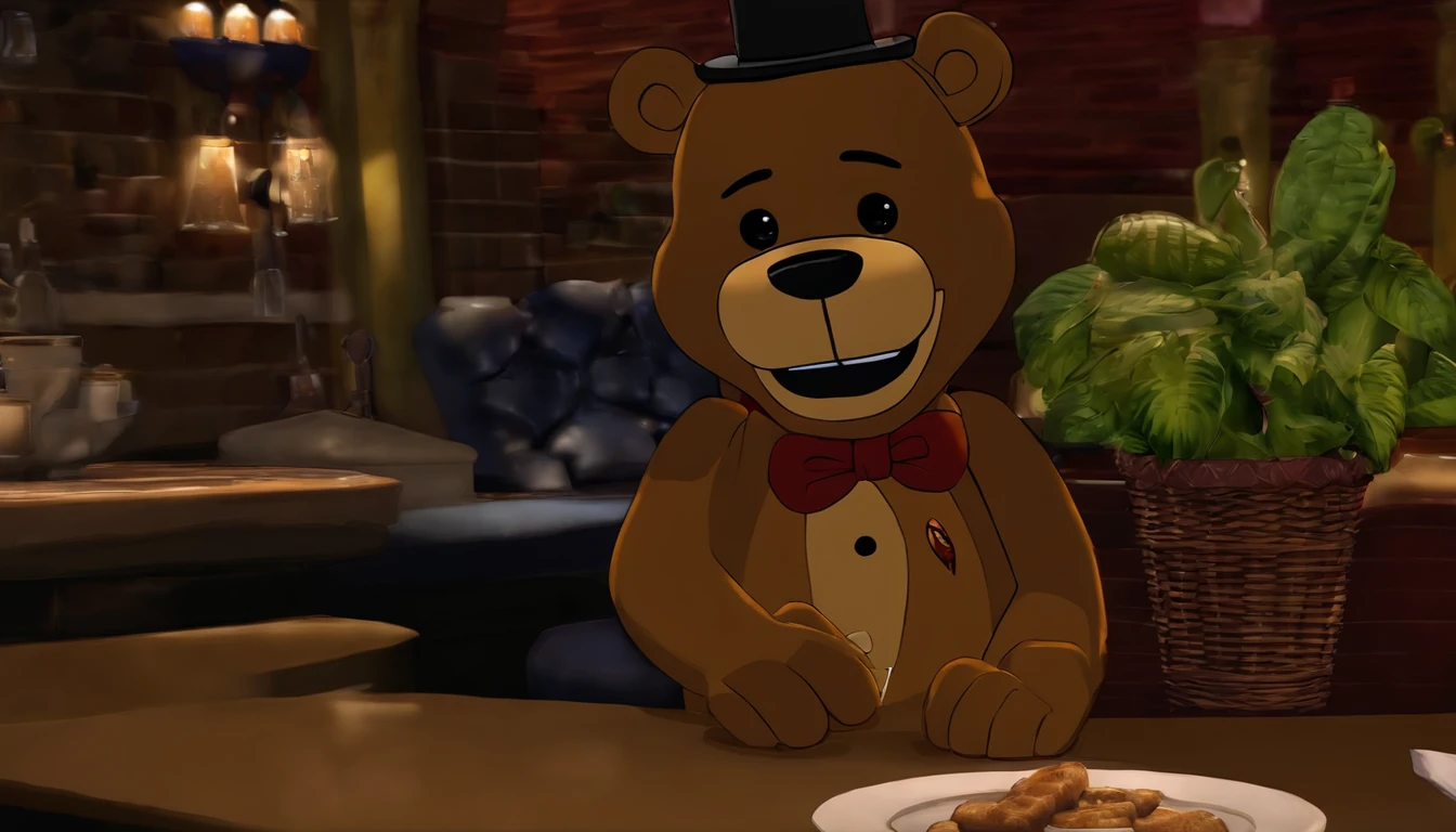 commission of freddy fazbear, inspirado em Alfred Freddy Krupa, Freddy Fazbear, Cinco noites no Freddy's, Cinco noites no Freddy's, Cinco noites no Freddys, Retrato de Freddy Fazbear, Freddy Fazbear's Pizzaria, FNAF, fanart de alta qualidade, official fan art, arte peluda pov